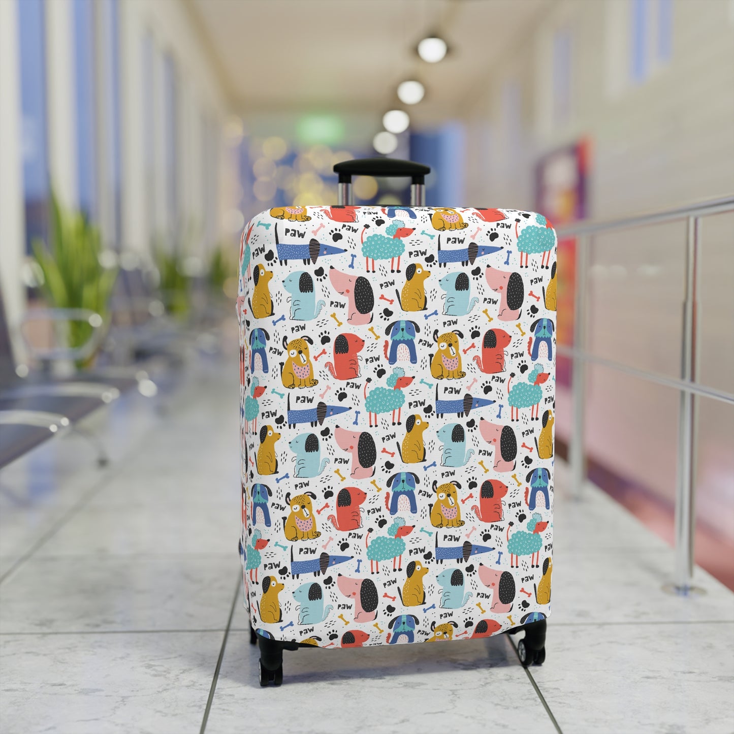 Playful Pups: Colorful Cartoon Dogs  - Luggage Protector and Cover 3 Sizes