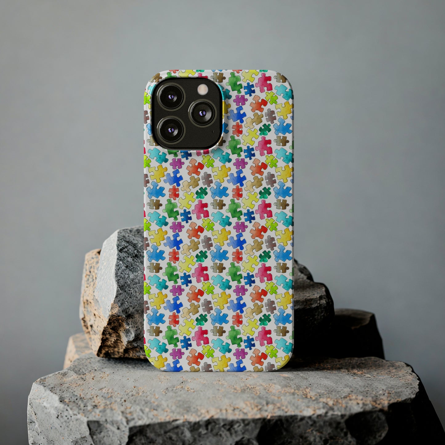 Rainbow Puzzle Pieces Iphone 15-12 Slim Phone Case