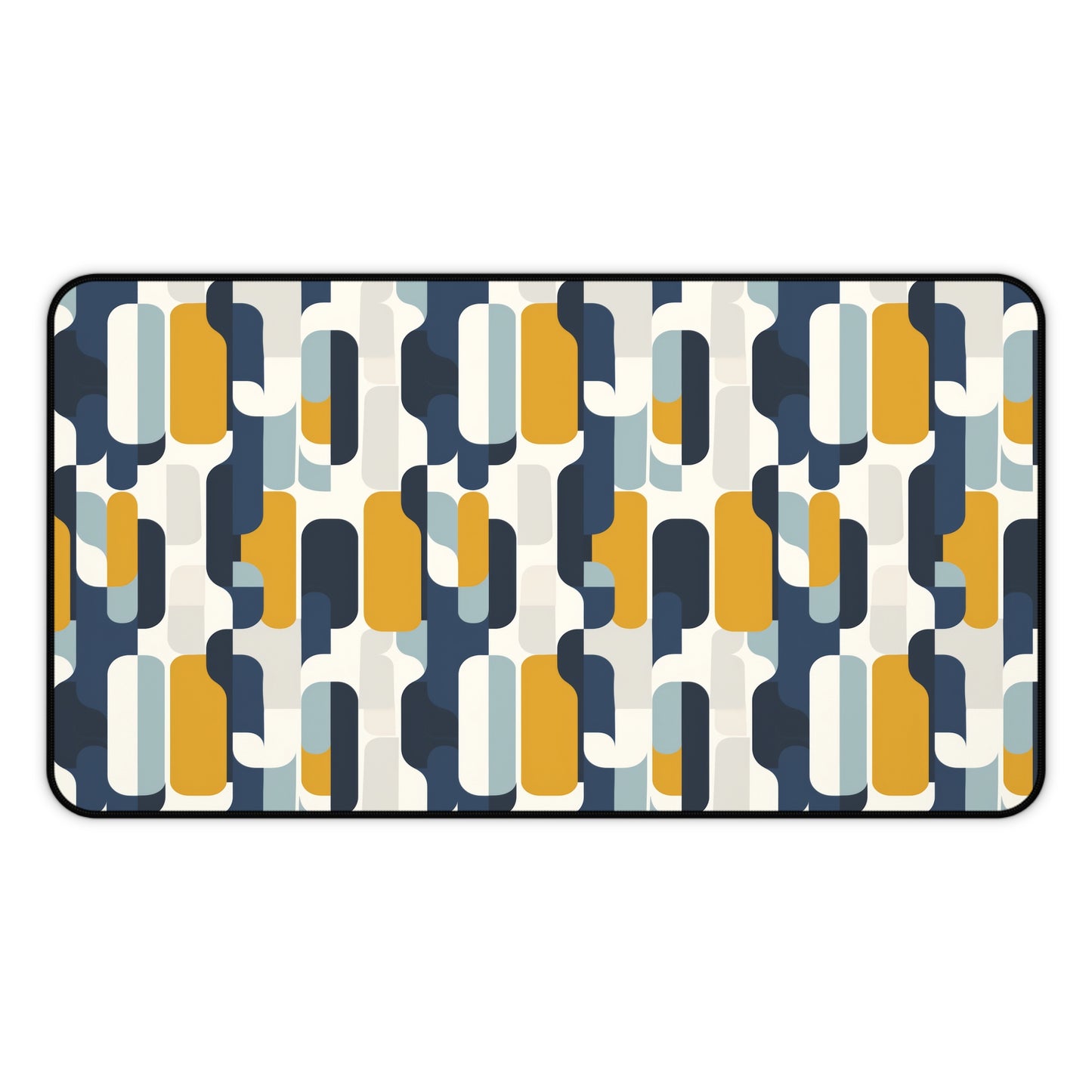 Modern Retro with Bold Geometric Pattern in Mustard and Navy Extended Gaming Mouse Pad  Desk Mat  - 3 Sizes