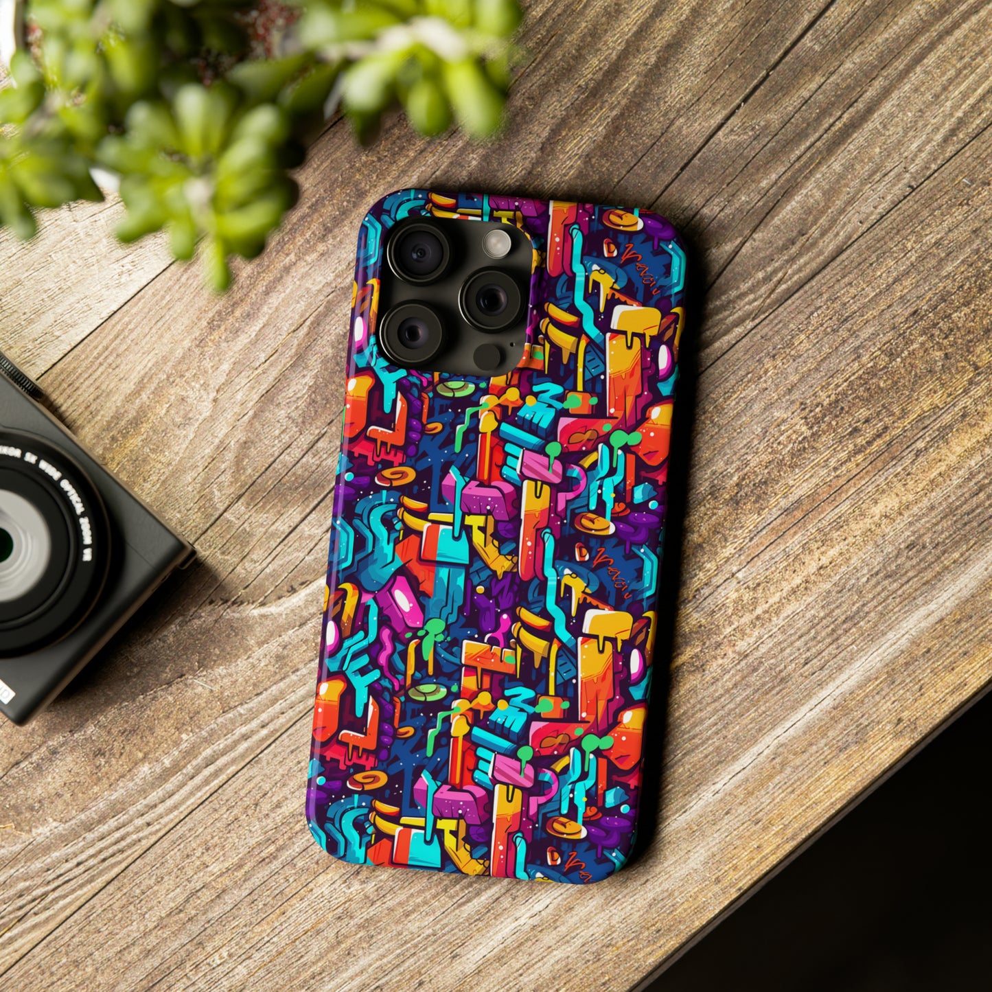 3D Abstract Colorful Street Graffiti Art Design Iphone 15-12 Slim Phone Case