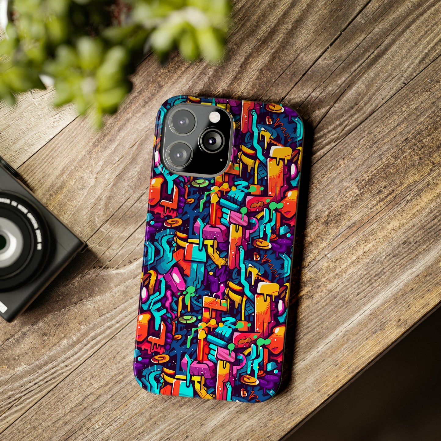 3D Abstract Colorful Street Graffiti Art Design Iphone 15-12 Slim Phone Case