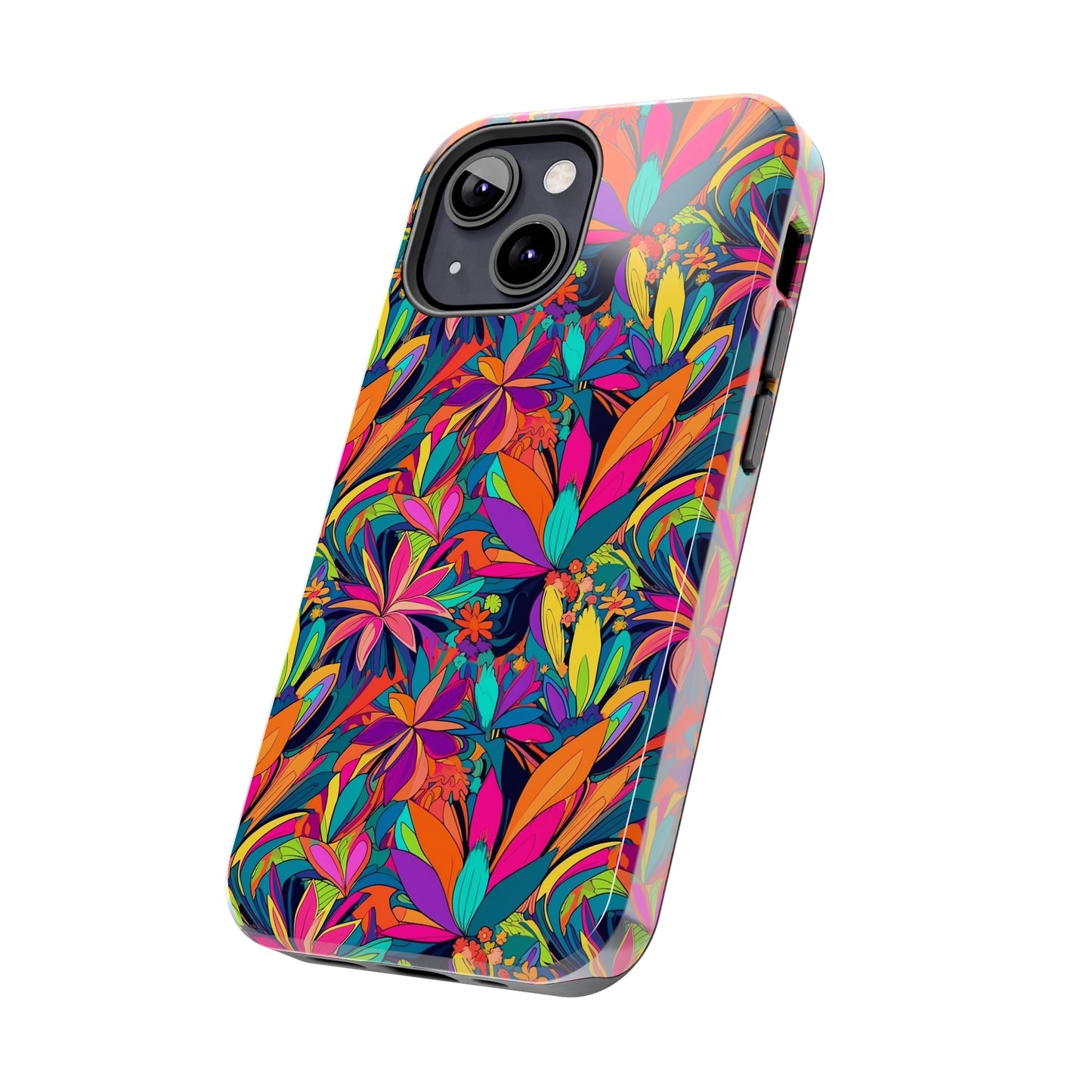 Tropical Neon Flowers Iphone Tough Phone Case