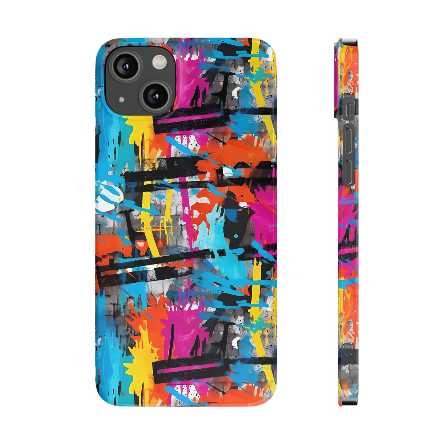 Rainbow Color Abstract Graffiti Design Iphone 15-12 Slim Phone Case