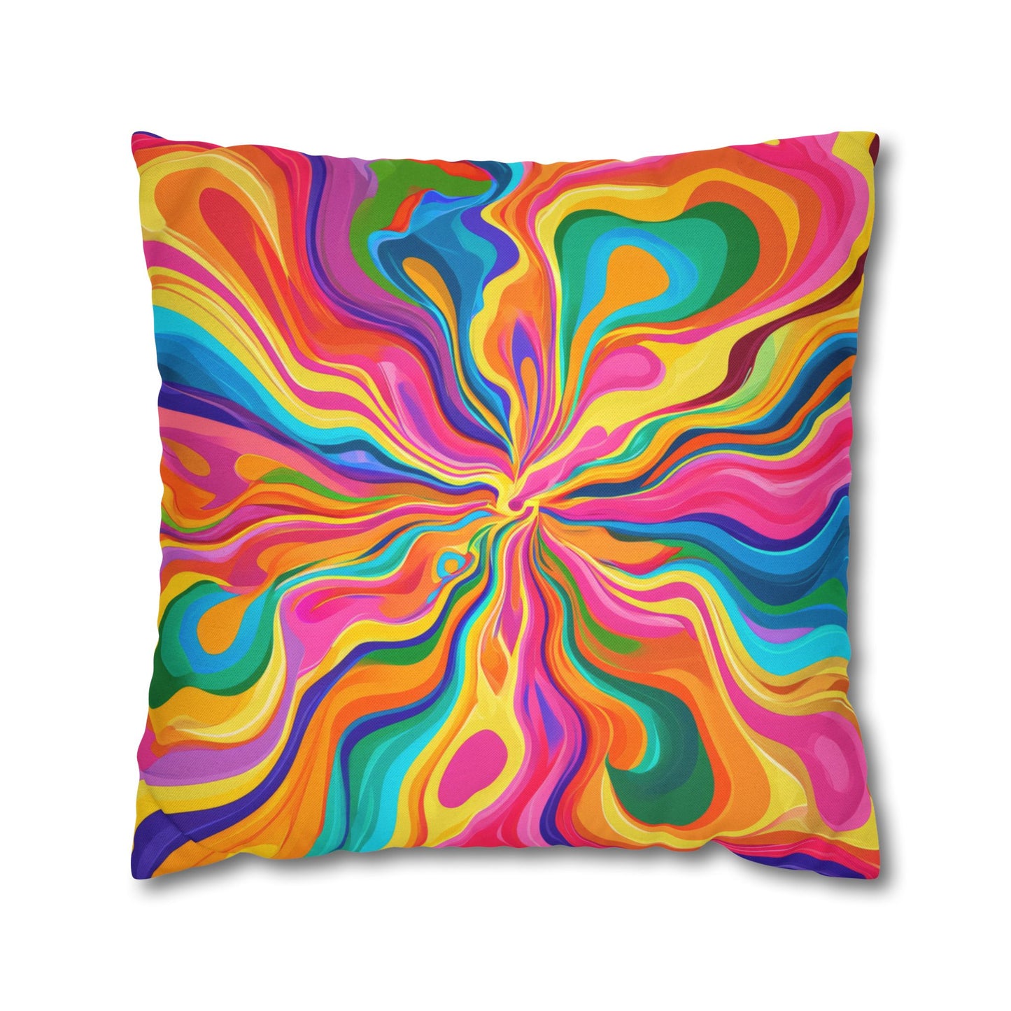 Color Rainbow Fusion Swirl Spun Polyester Square Pillowcase 4 Sizes