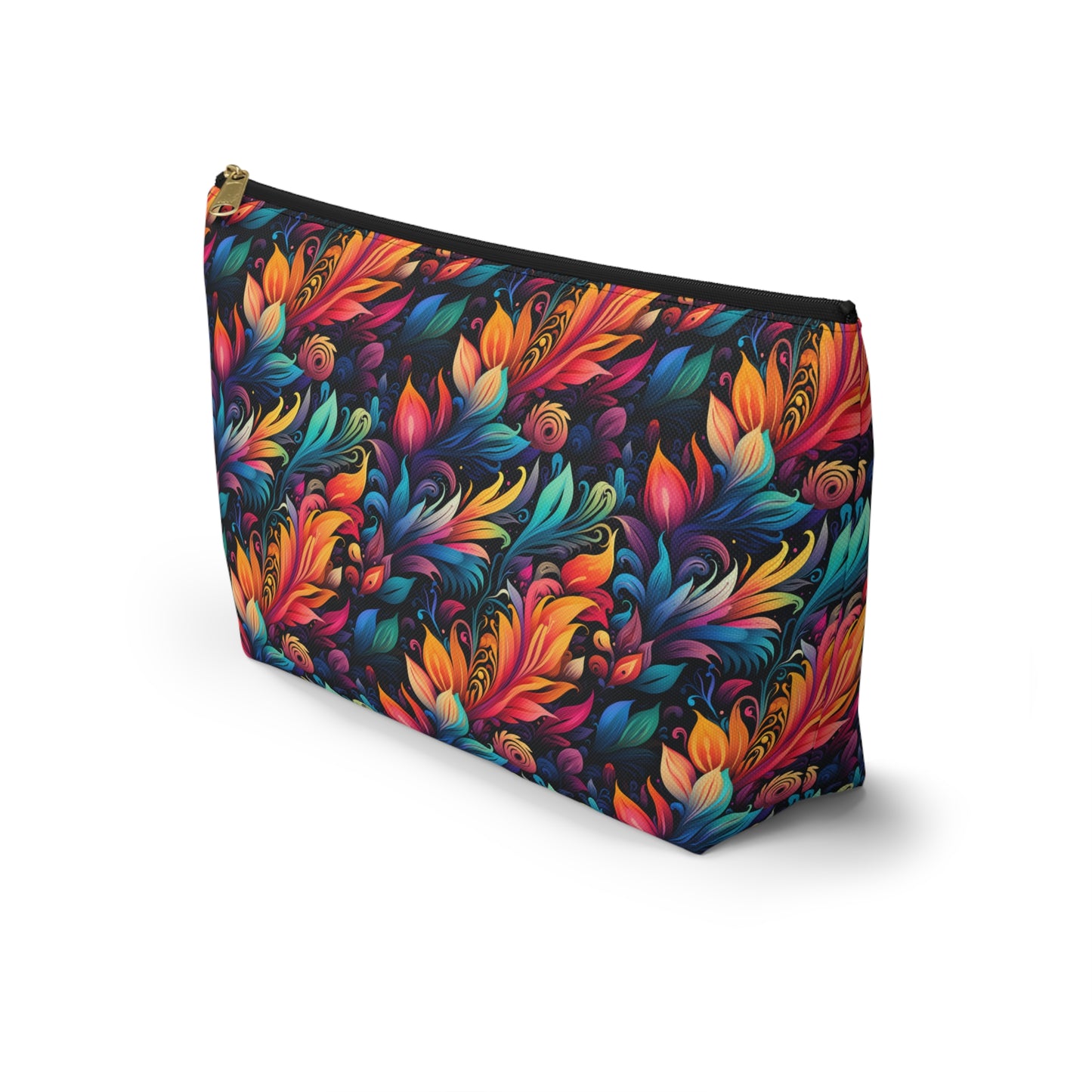 Mystical Neon Flowers and Leaves  - Makeup & Accessory Bag 2 Sizes