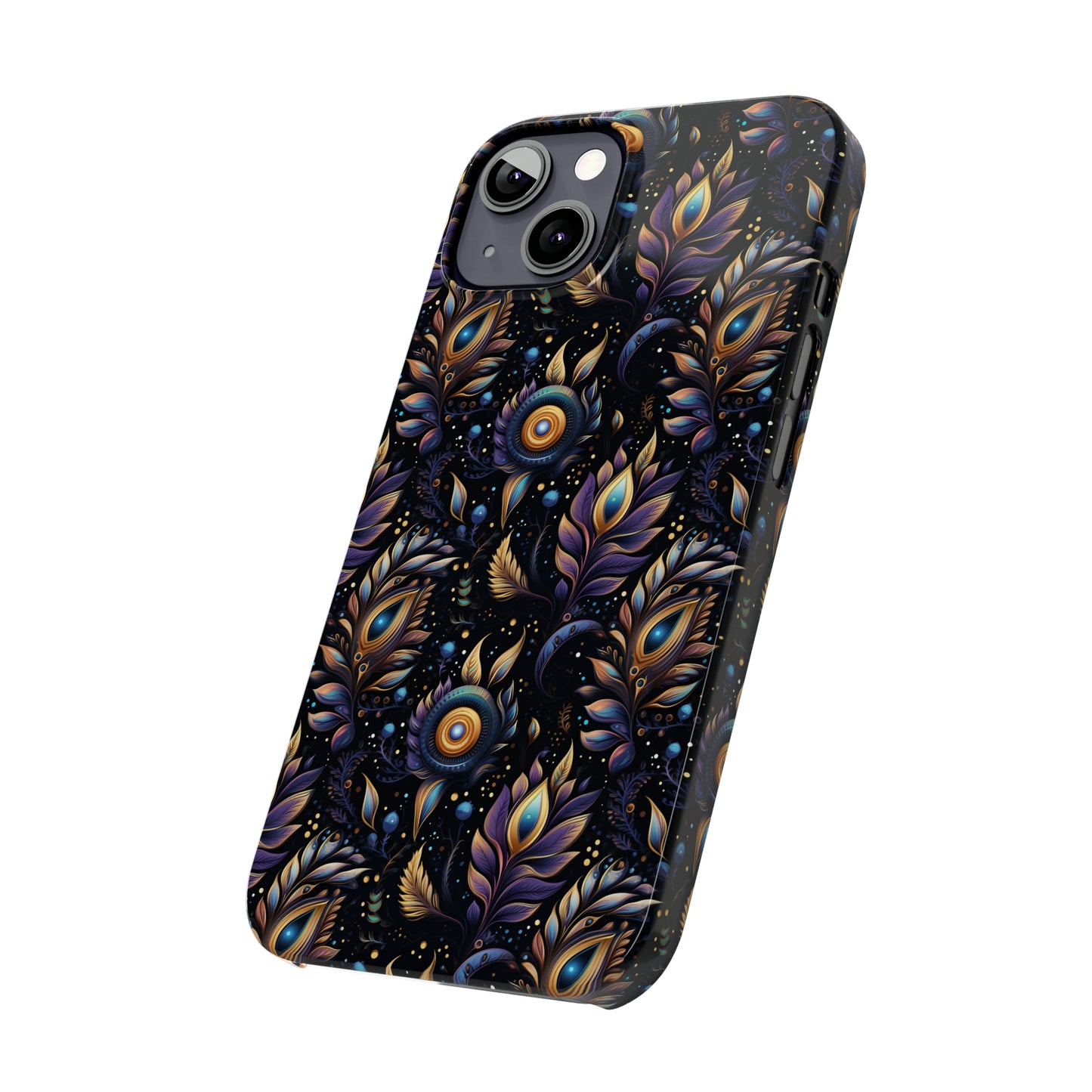 Mystical Enchanted Leaves and Celestial Stars Iphone 15-12 Slim Phone Case