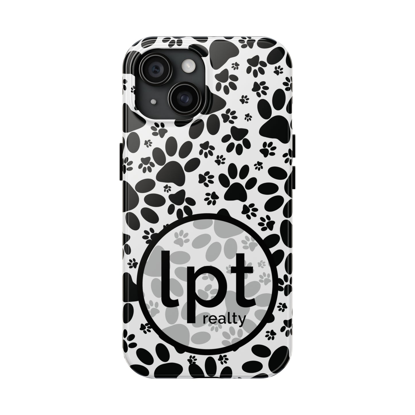 LPT Realty Logo -  Stealthy Tracks: Black Animal Paw Prints Iphone Tough Phone Case