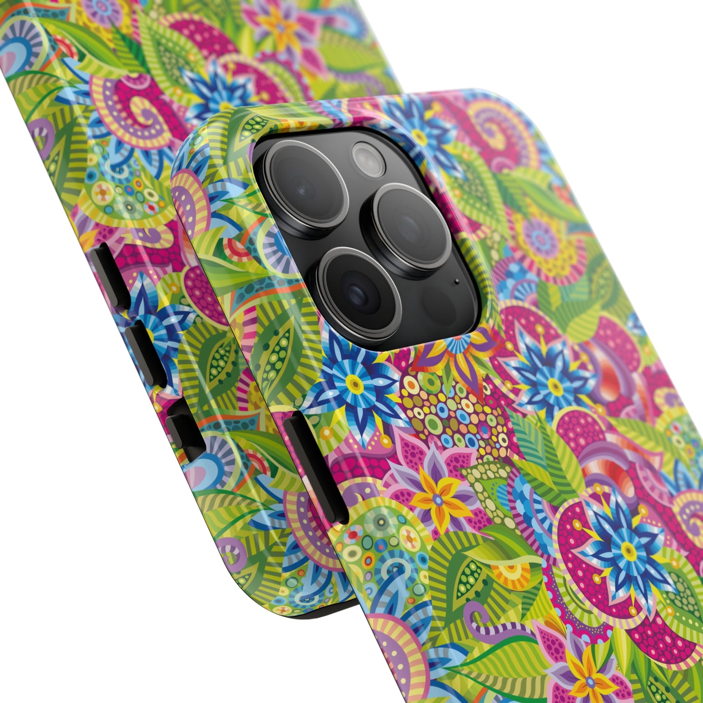 Vibrant Array of Abstract Flowers and Paisley in Rainbow Hues Iphone Tough Phone Case