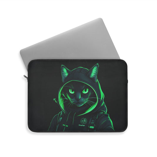 Neon Nightcrawler Cyber Stealth Cat  Laptop or Ipad Protective Sleeve 3 Sizes Available