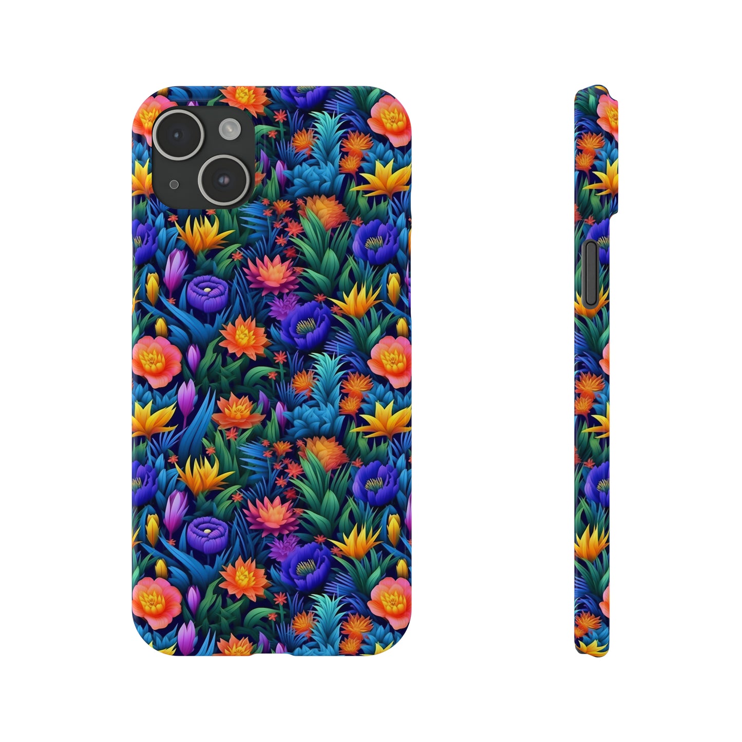 3D Tropical Bright Flowers Iphone 15-12 Slim Phone Case