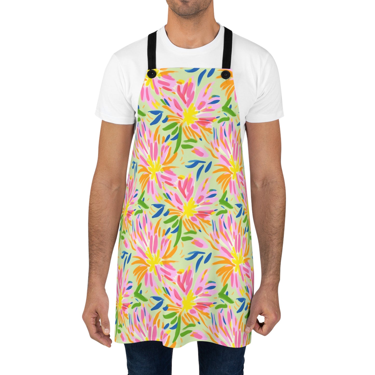 Blossoms in Bloom: Watercolor Pink and Yellow Flower Bursts Design - Kitchen Chef Apron