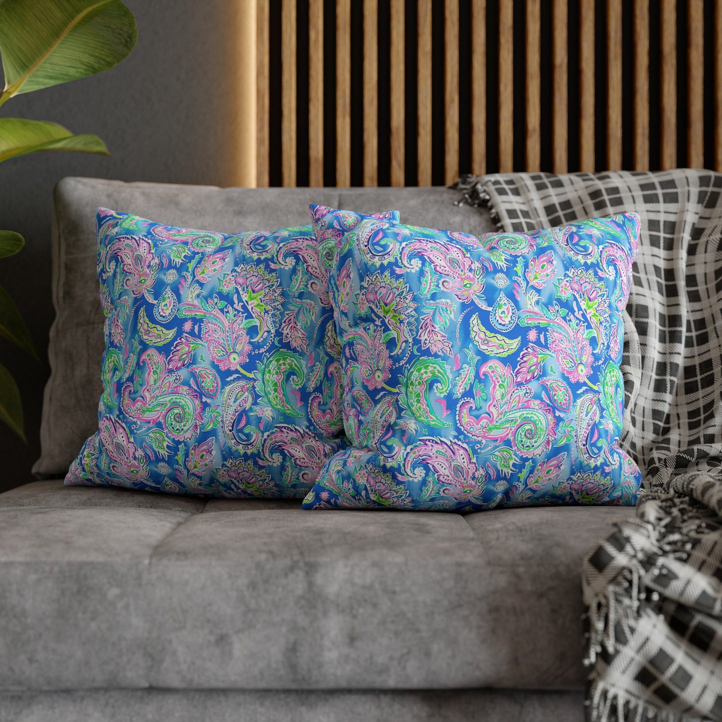 Pastel Paisley Whimsy: Delicate Design in Soft Hues Spun Polyester Square Pillowcase 4 Sizes