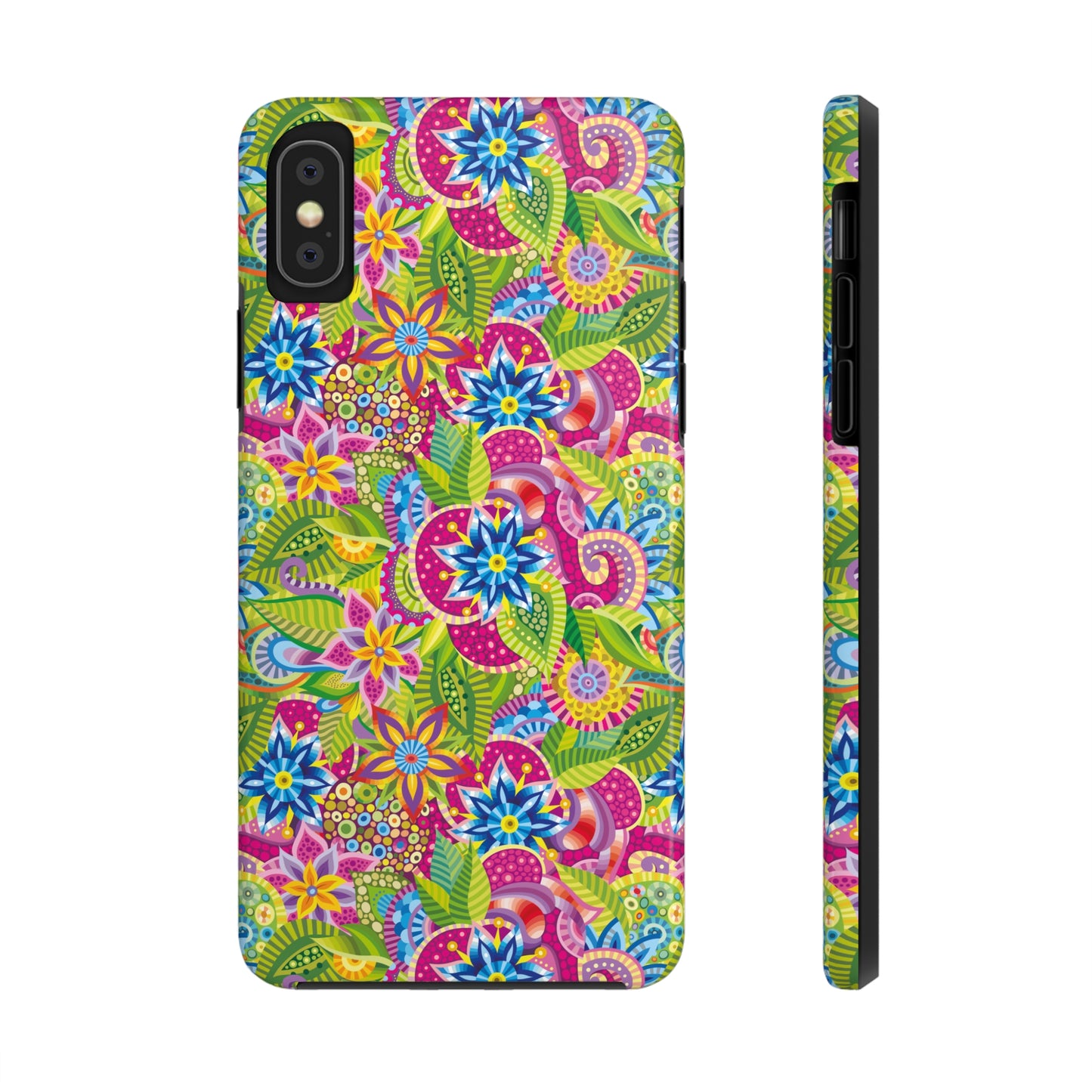 Vibrant Array of Abstract Flowers and Paisley in Rainbow Hues Iphone Tough Phone Case