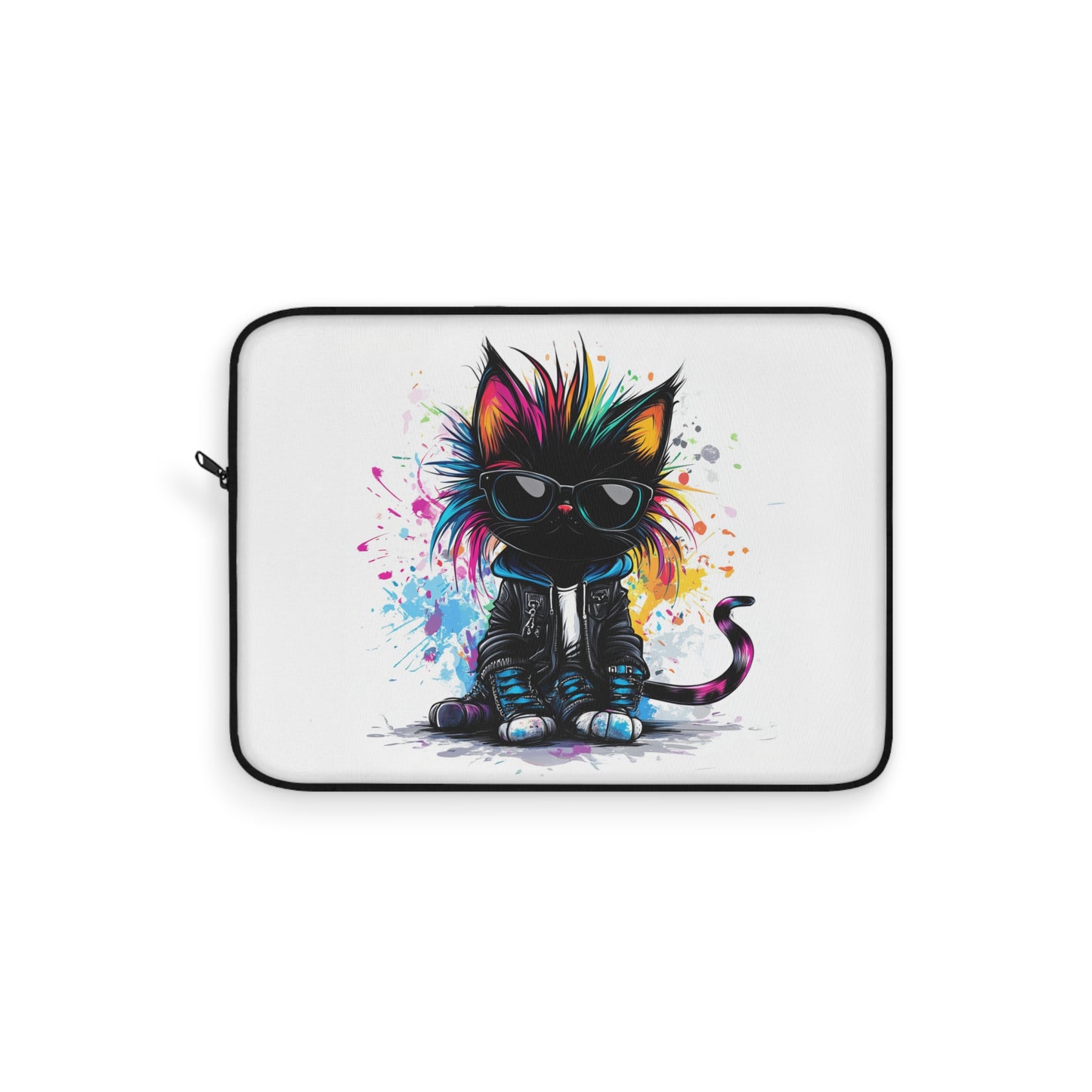 Rebel Whiskers Urban Cat in Leather and Shades Laptop or Ipad Protective Sleeve 3 Sizes Available