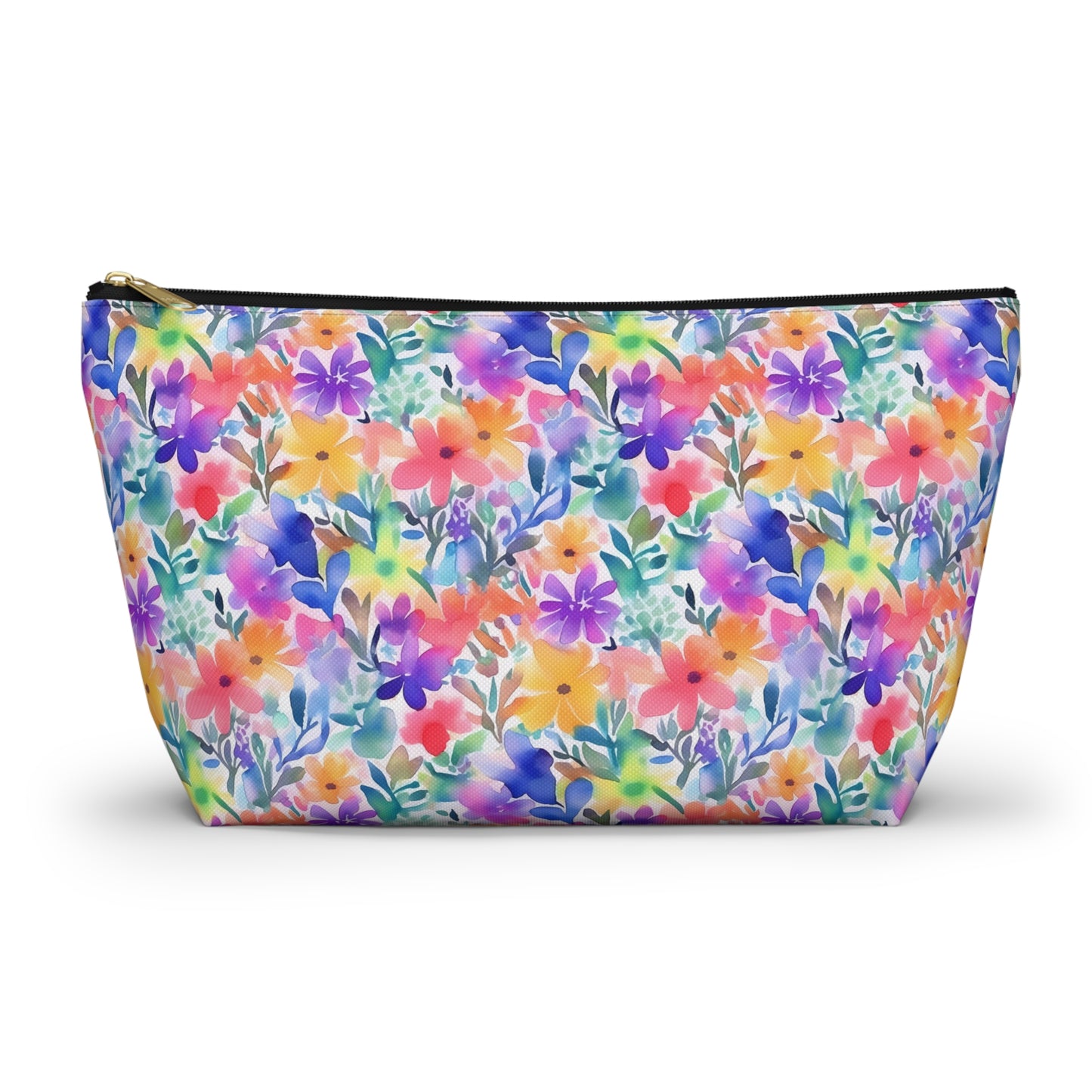 Radiant Watercolor Blooms: Bright and Vivid Floral  Design - Makeup & Accessory Bag 2 Sizes