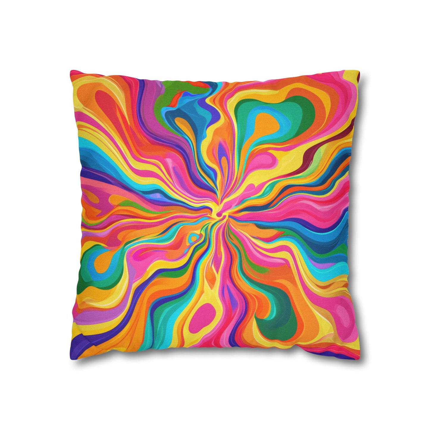 Color Rainbow Fusion Swirl Spun Polyester Square Pillowcase 4 Sizes