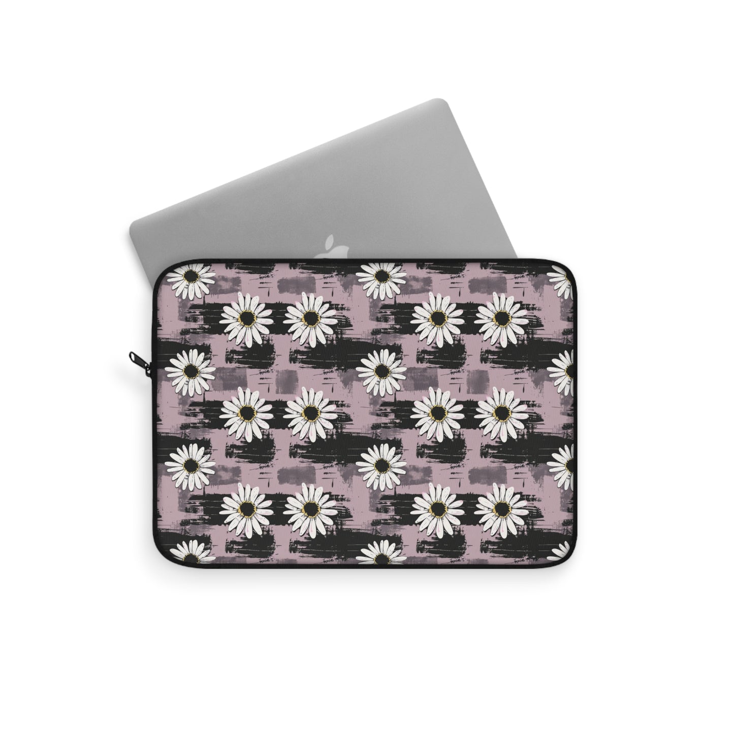 Edgy Daisy Dream with Pink and Black Grunge Design Laptop or Ipad Protective Sleeve 3 Sizes Available