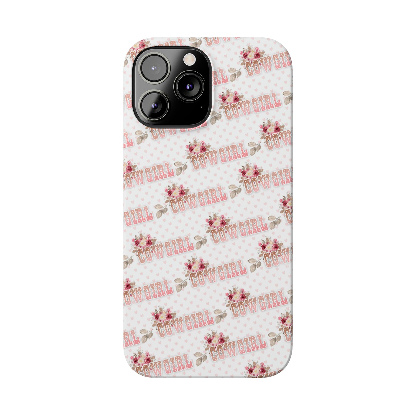 Pink Cowgirl and Flowers Iphone 15-12 Slim Phone Case