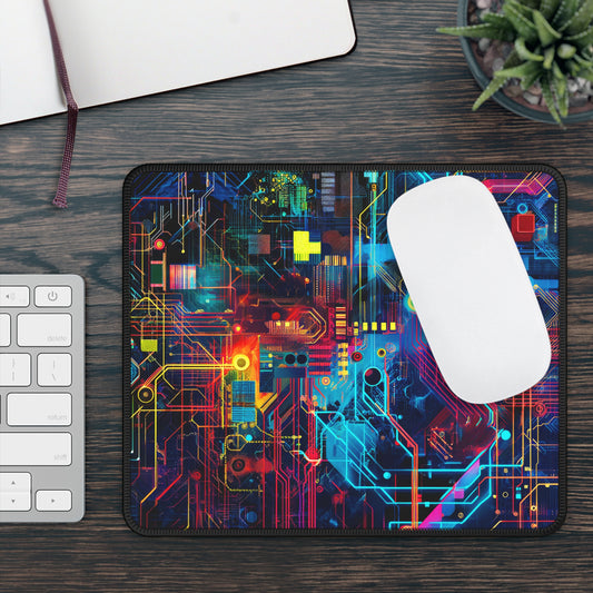 Cyber Circuit: Futuristic Tech Art Gaming Mouse Pad with Finished Edges