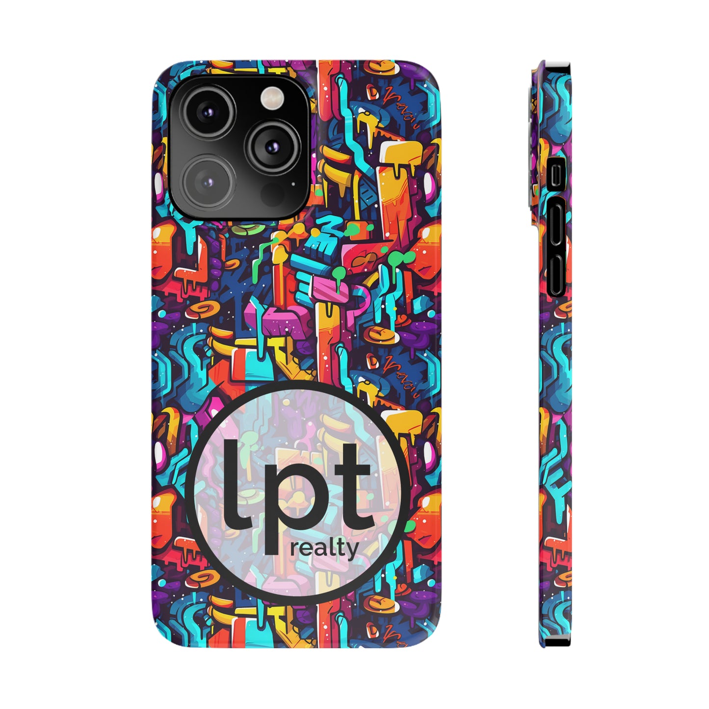 LPT Realty Logo -  3D Abstract Colorful Street Graffiti Art Design Iphone 15-12 Slim Phone Case