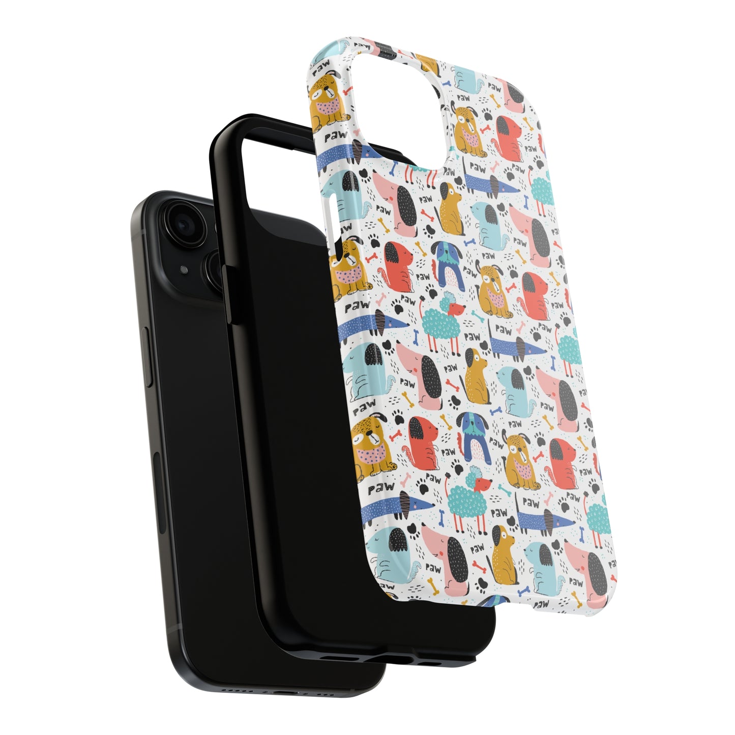 Playful Pups: Colorful Cartoon Dogs Iphone Tough Phone Case