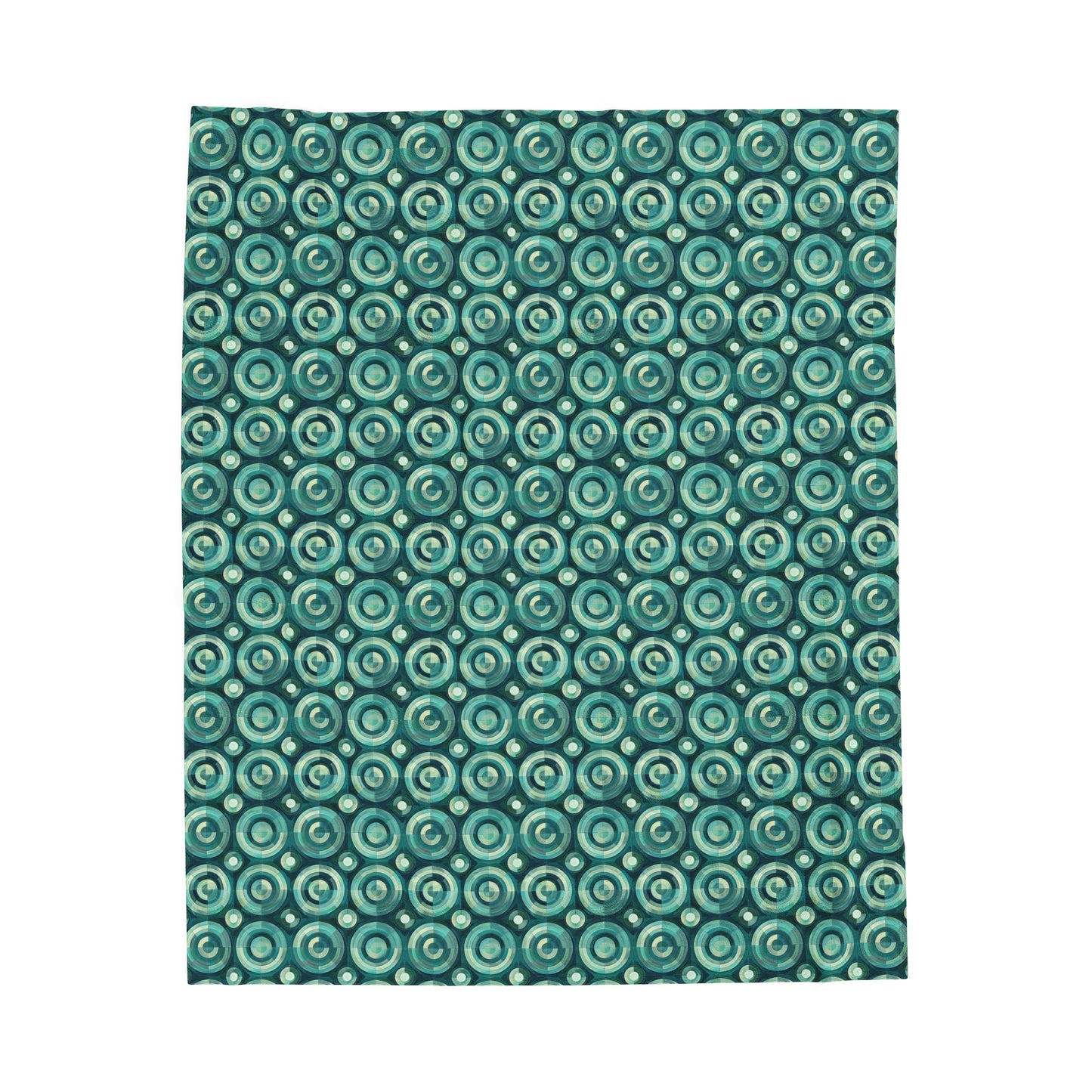 Oceanic Echoes of Layered Circles in Turquoise and Aqua Velveteen Plush Blanket 3 Sizes