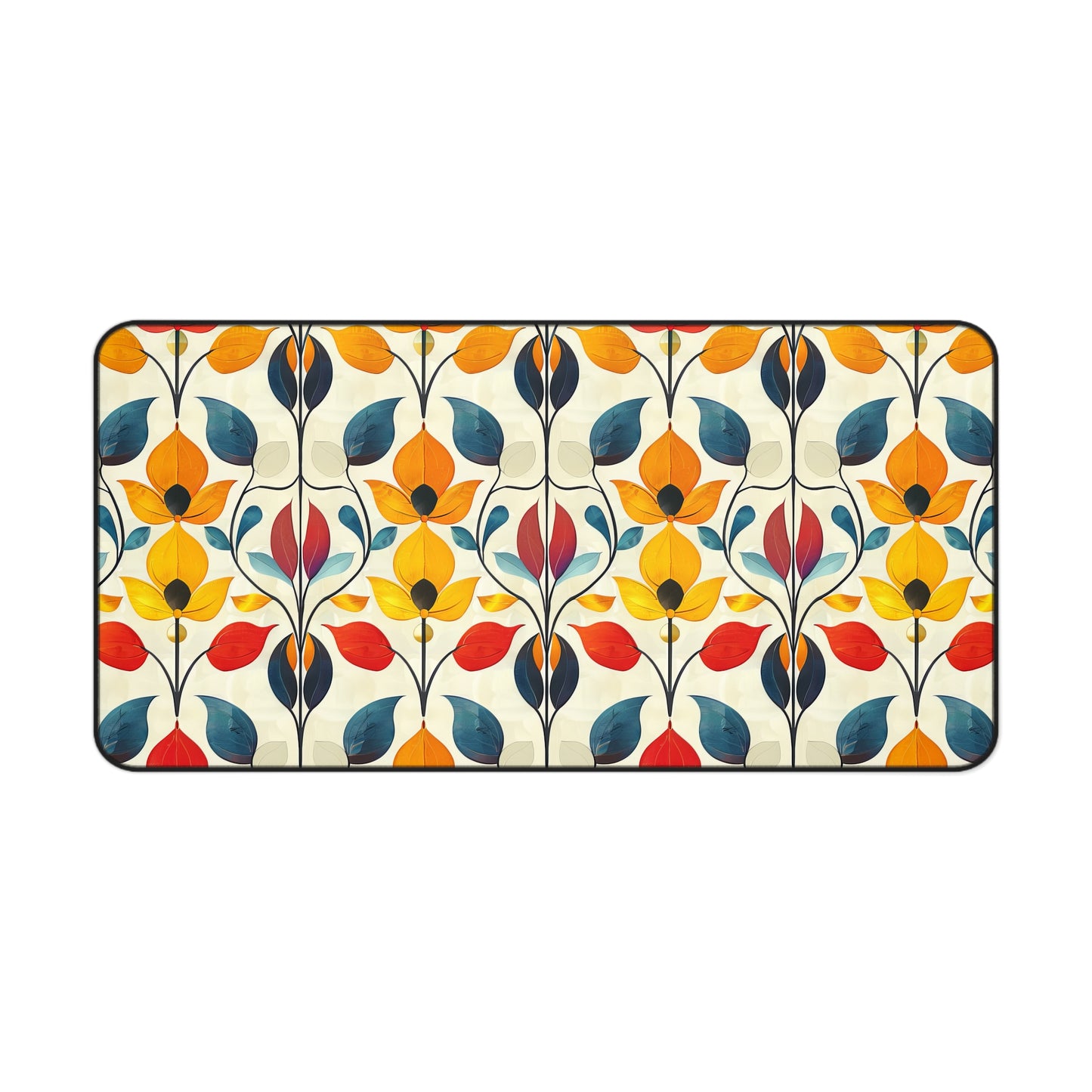 Retro Art Nouveau Vibrant Multicolored Blossoms Gaming Mouse Pad  Desk Mat  - 3 Sizes