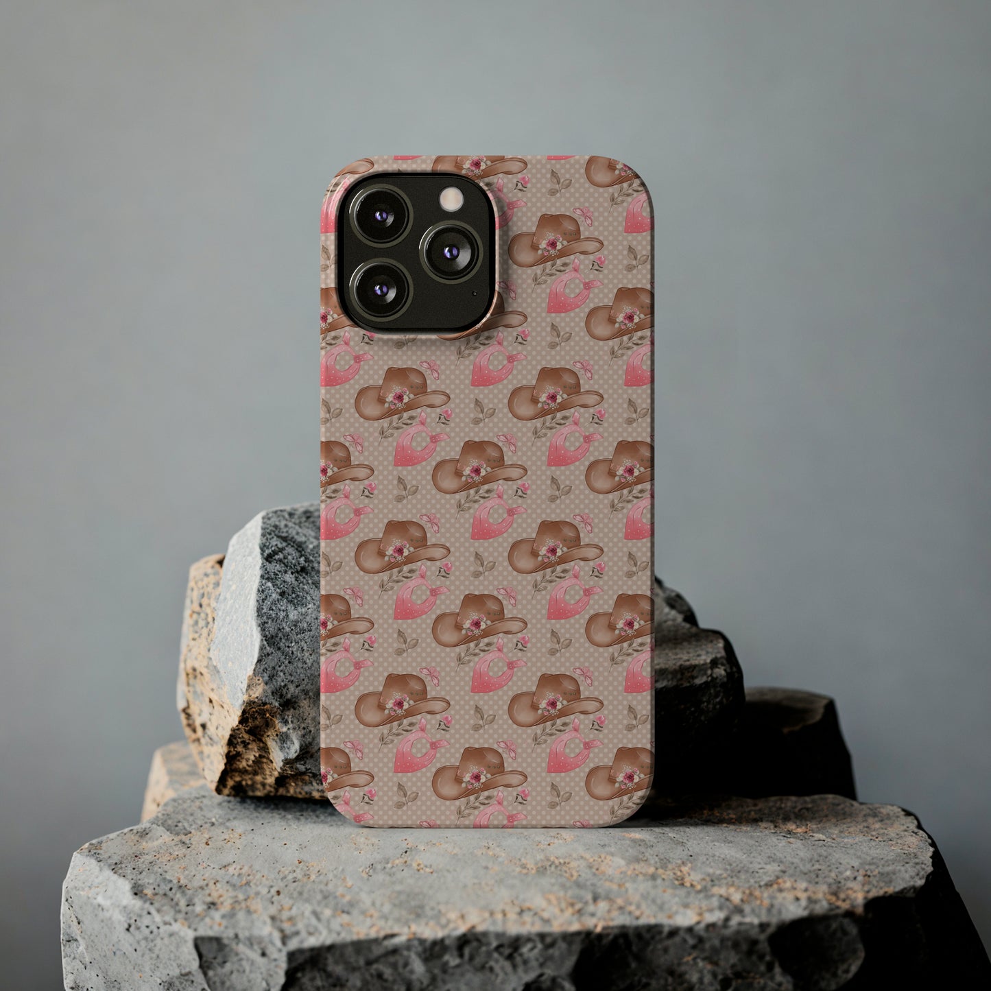 Western Cowgirl Hat with Flowers Iphone 15-12 Slim Phone Case