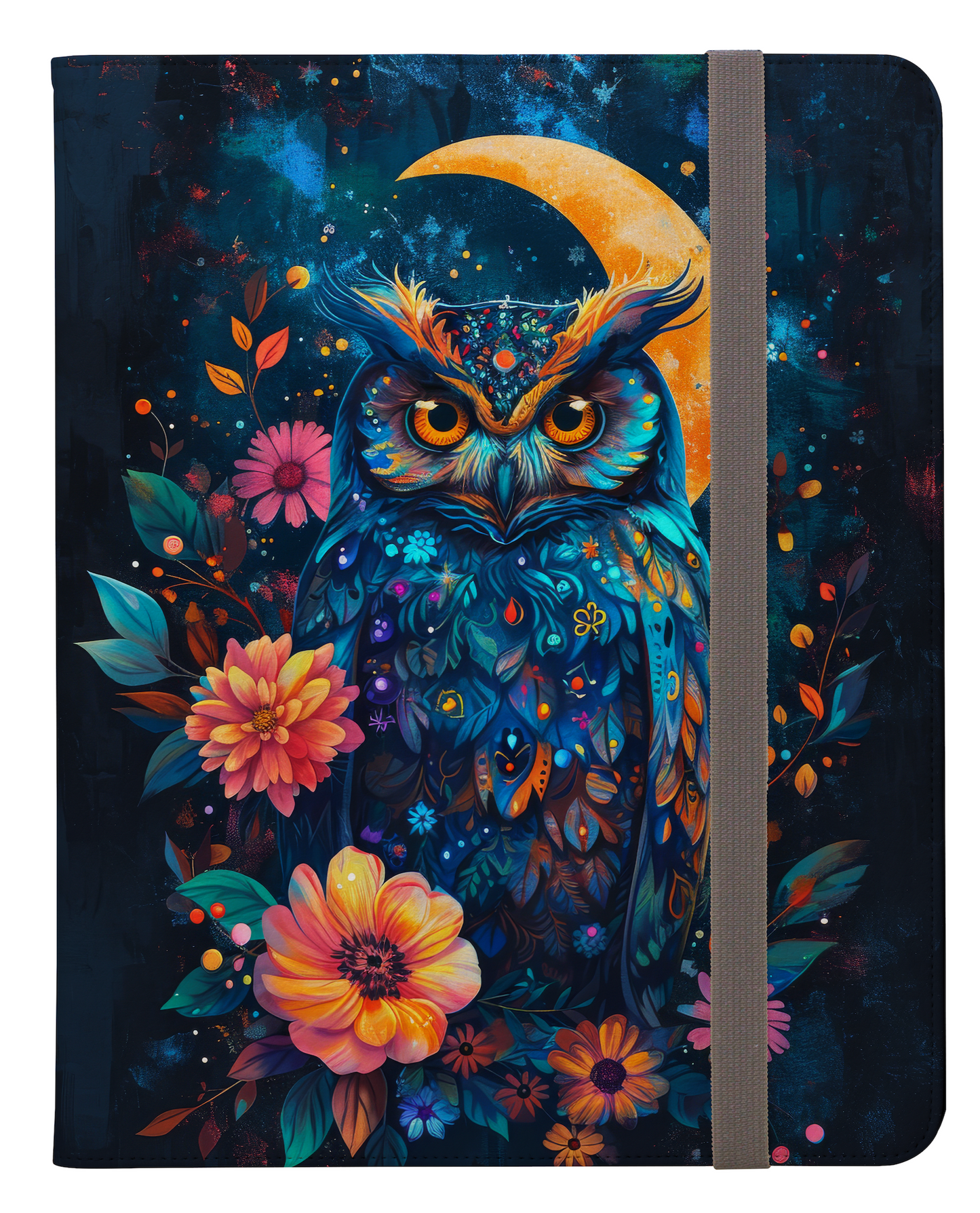 Mystic Moonlight Owl in Enchanted Floral and Celestial Print Ipad Pro 11 & Pro 12.9 Protective Case and Pencil Holder