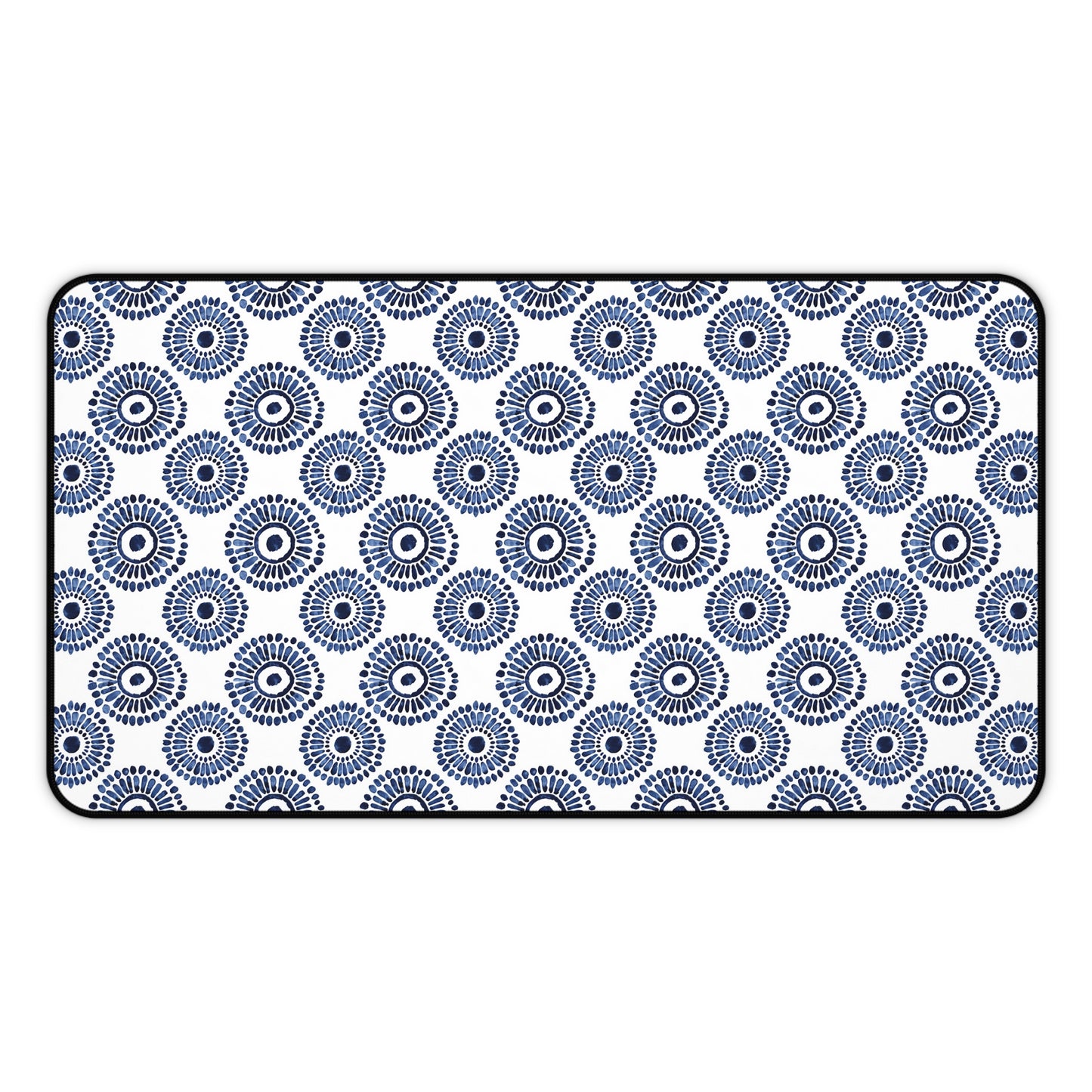 Indigo Sunburst Simple Folk-Inspired Dot Pattern Design Extended Gaming Mouse Pad  Desk Mat  - 3 Sizes