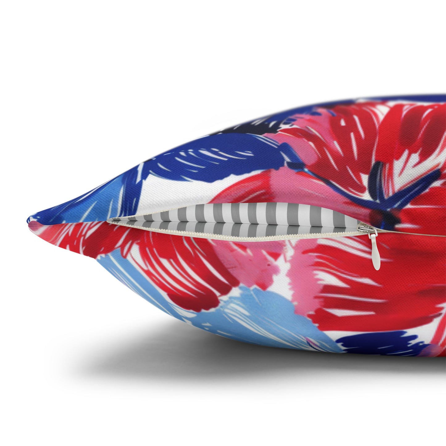 Americana Blooms: Large Watercolor Flowers in Red, White, and Blue Spun Polyester Square Pillowcase 4 Sizes