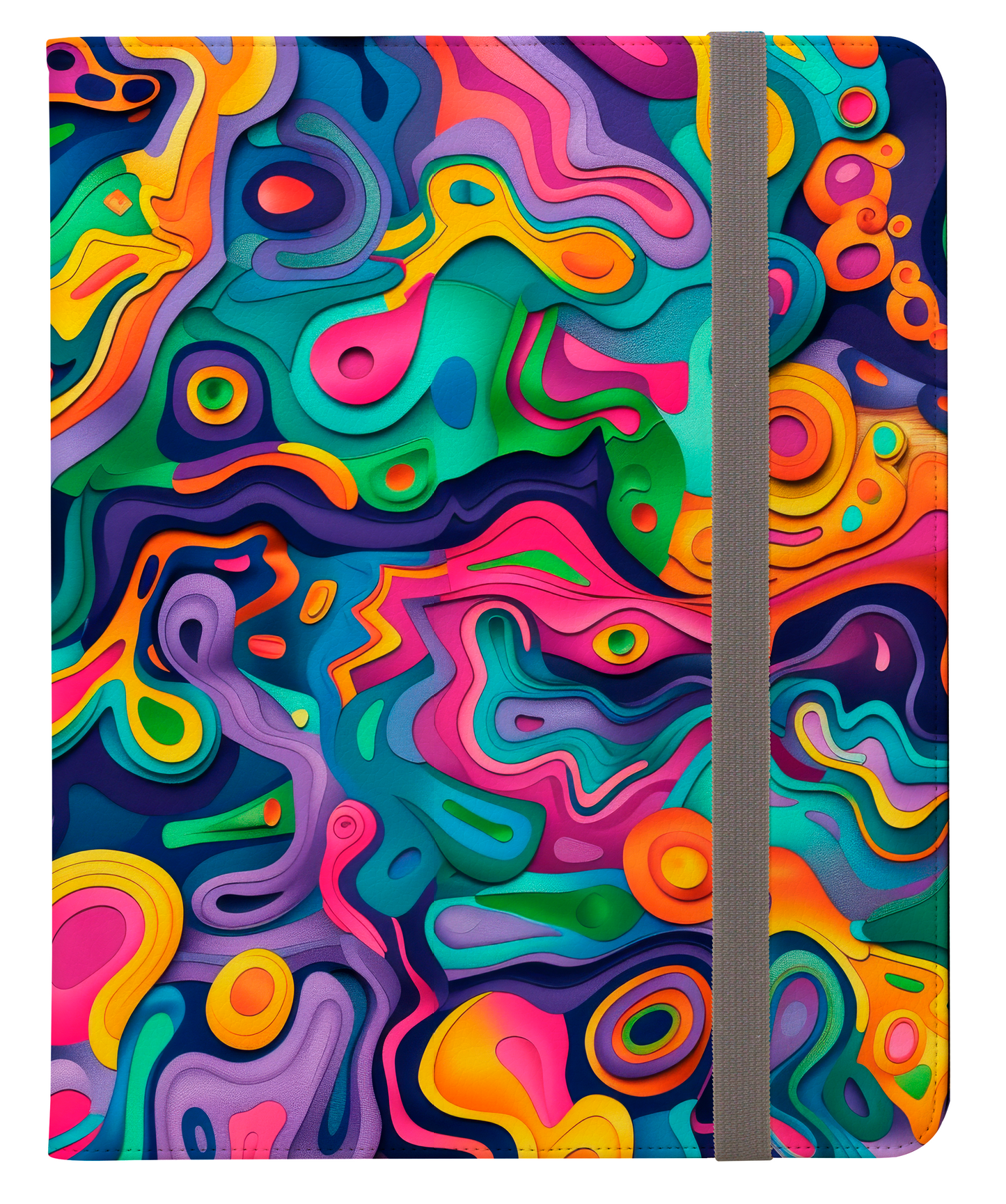 Vibrant Dreamscape of Psychedelic Paper Cut-Out Waves in Vivid Colors Protective iPad Pro 11 & Pro 12.9 Protective Case and Pencil Holder