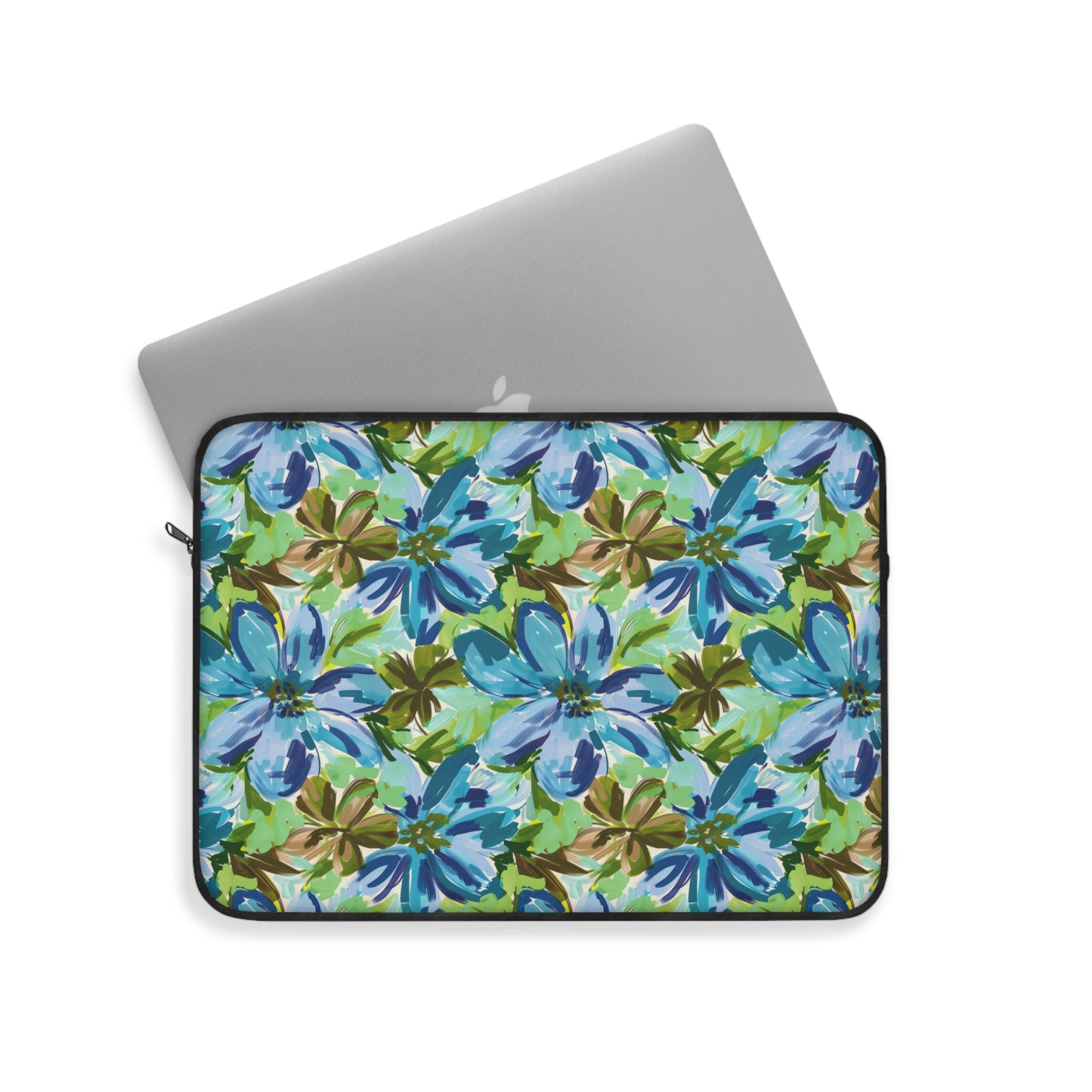 Tranquil Earth Tones: Watercolor Flowers in Blue, Brown, and Green Hues Laptop or Ipad Protective Sleeve 3 Sizes Available