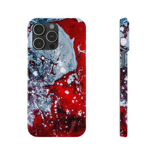 Red, Black and White Alcohol Ink Design Iphone 15-12 Slim Phone Case