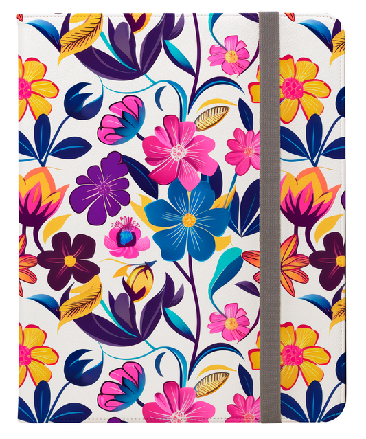 Floral Fiesta Vibrant Multicolor Flower Pattern Protective iPad Pro 11 & Pro 12.9 Protective Case and Pencil Holder