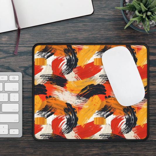 Bold Autumn Brushstroke Abstract Pattern Gaming Mouse Pad with Finished Edges