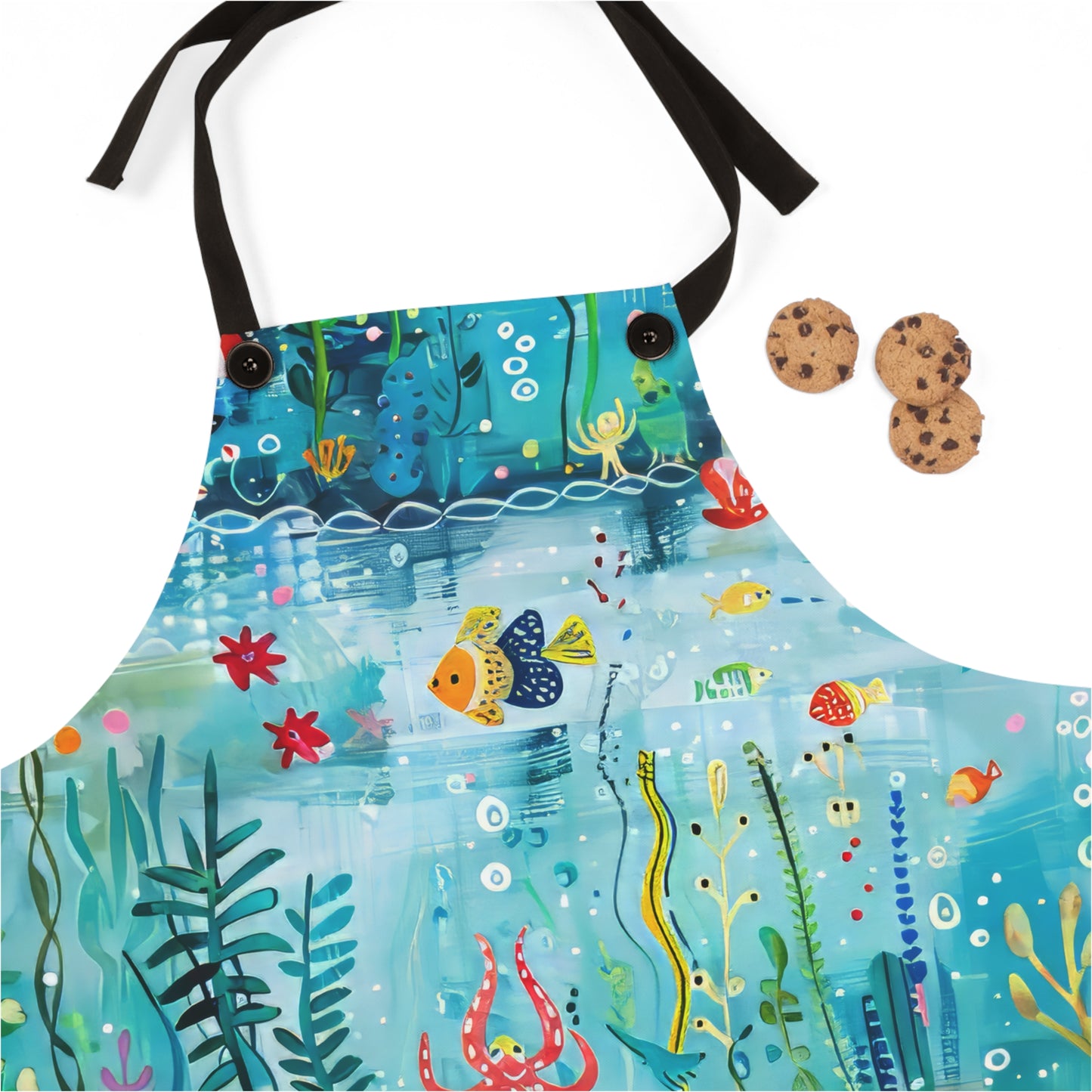 Ocean Enchantment: Magical Watercolor Sea Creatures Kitchen Chef Apron