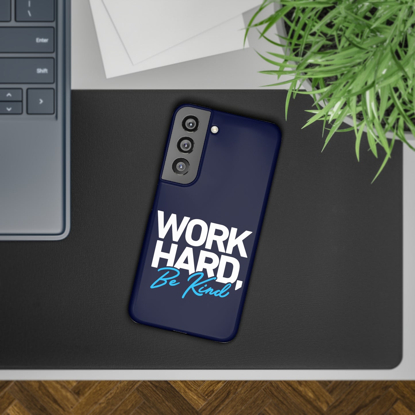 Work Hard be Kind - Navy Samsung Slim Cases