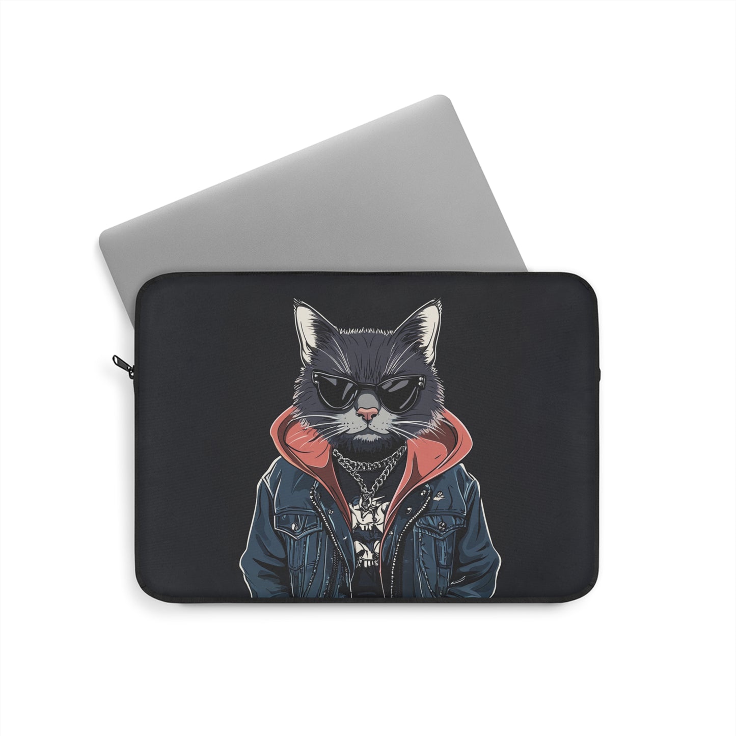 Cool Cat Biker Laptop or Ipad Protective Sleeve 3 Sizes Available