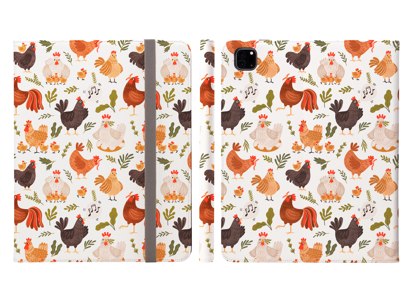 Quirky Farm Flock: Crazy Chickens on the Loose! Protective iPad Pro 11 & Pro 12.9 Protective Case and Pencil Holder