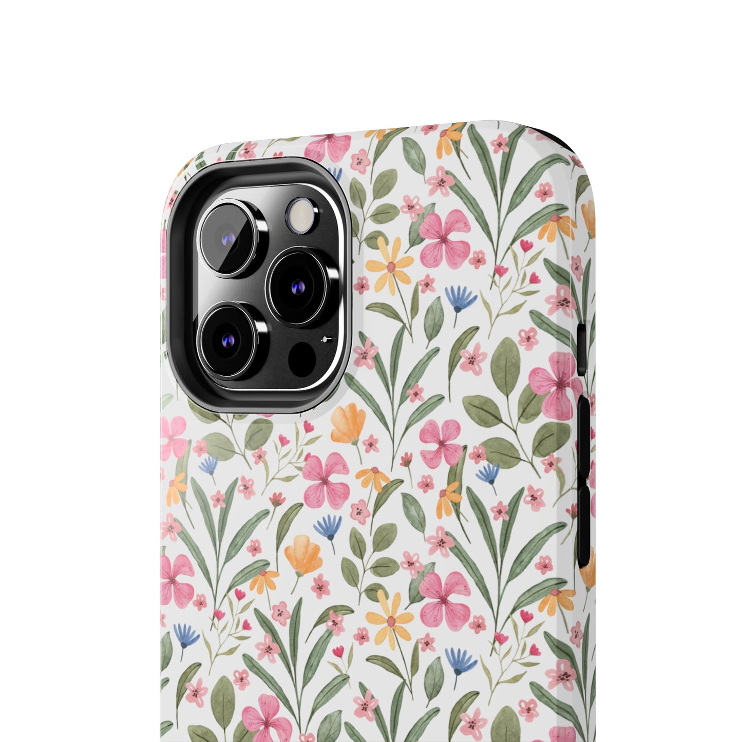 Pink Watercolor Spring Flowers Iphone Tough Phone Case