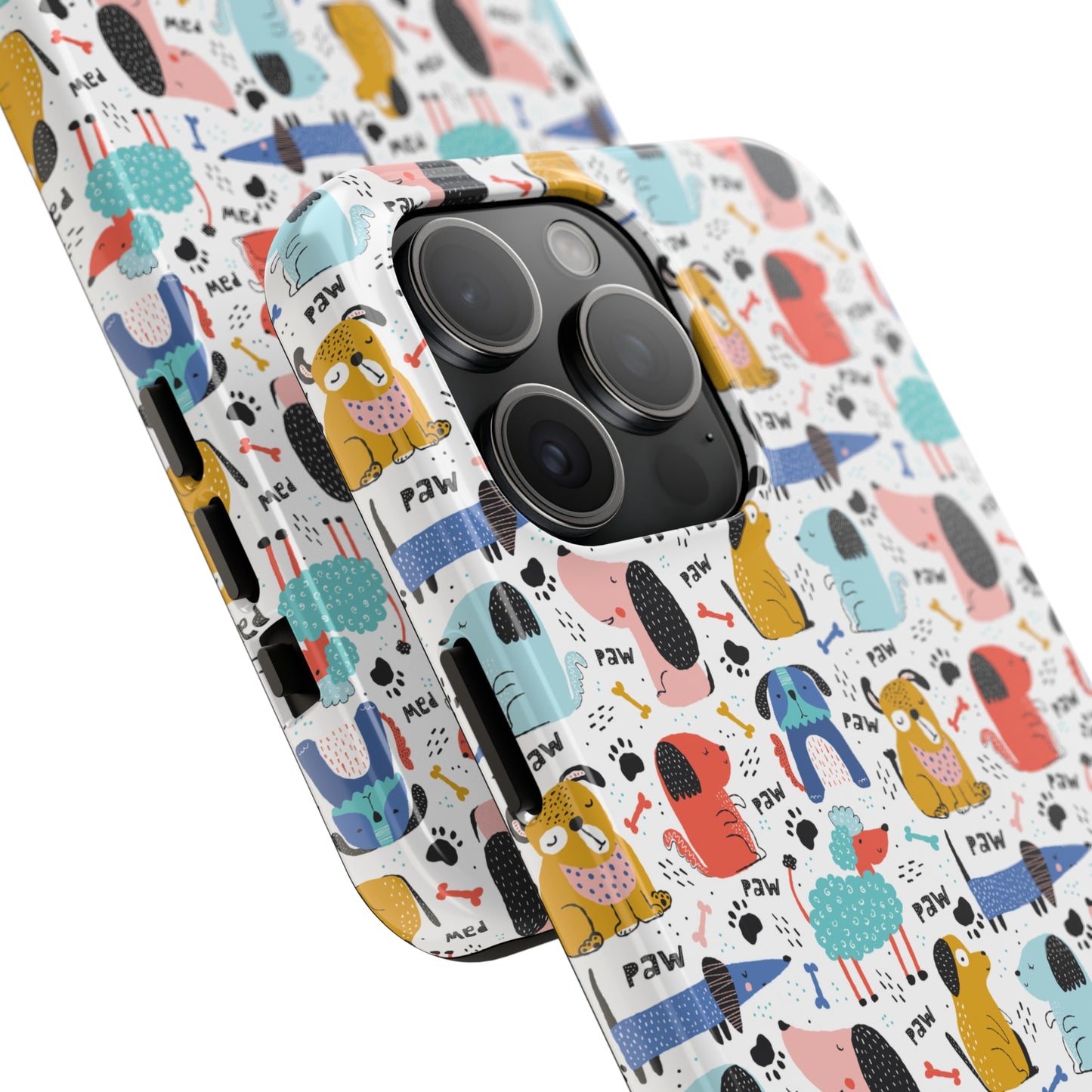 Playful Pups: Colorful Cartoon Dogs Iphone Tough Phone Case