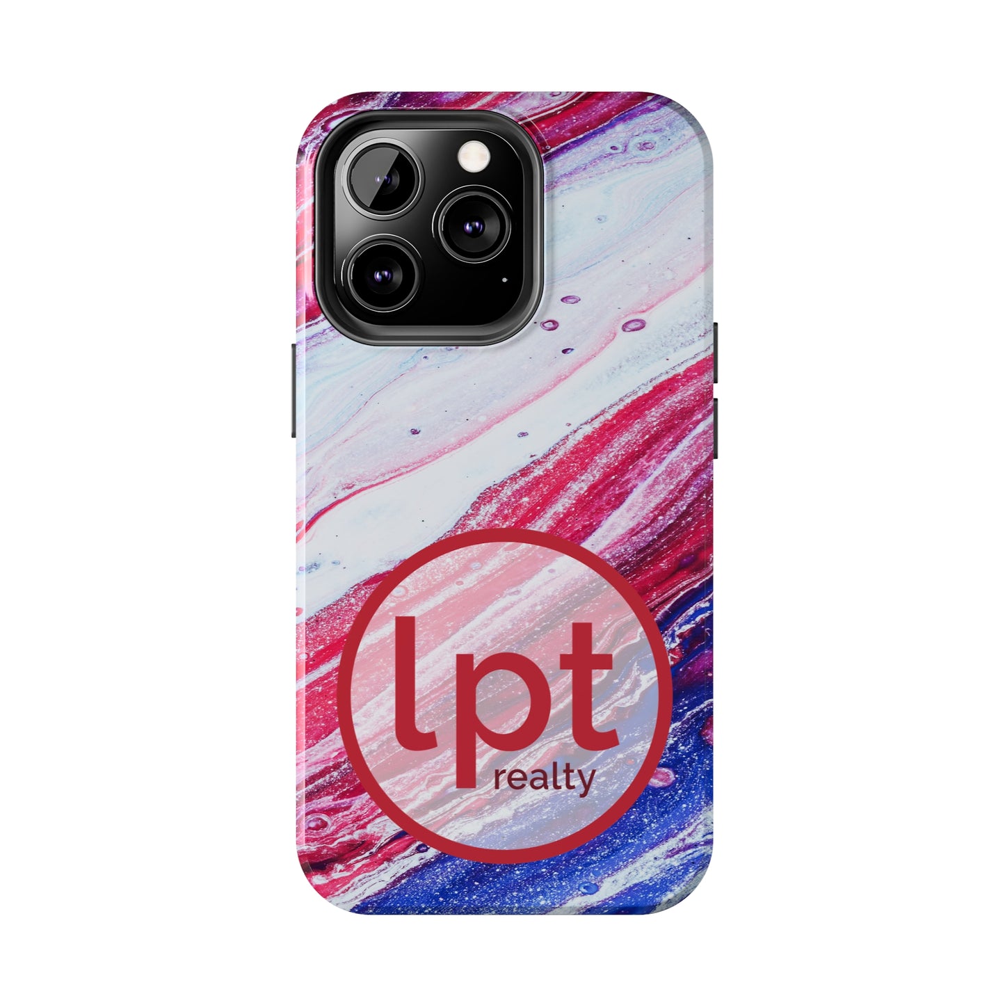 LPT Realty Logo -  Red White and Blue Alcohol Ink Design Iphone Tough Phone Case