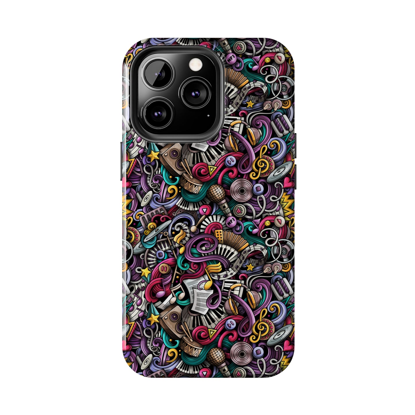 Musical Notes, Sheet Music, Swirls Cartoon Design Iphone Tough Phone Case