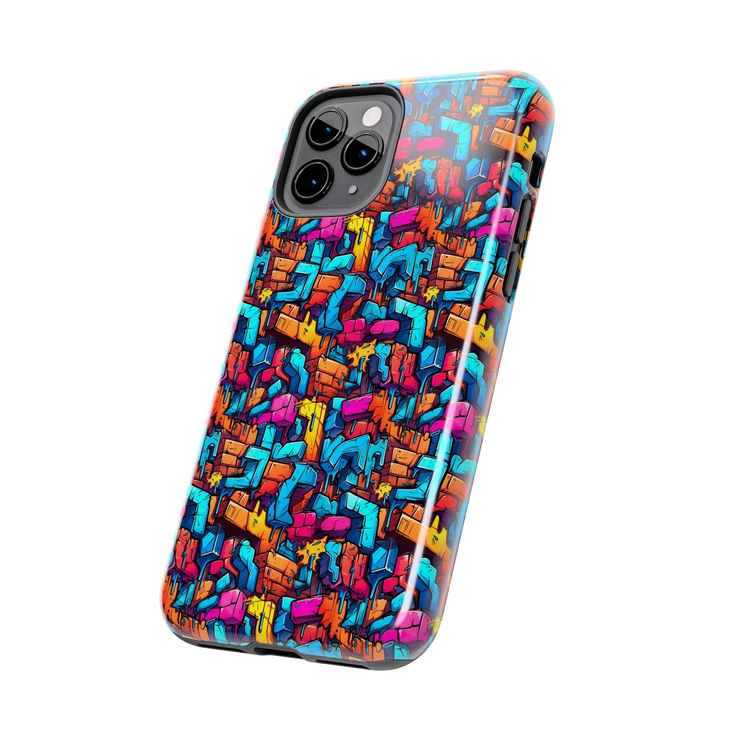 3D Rainbow Colored Graphic Blocks Design Iphone Tough Phone Case