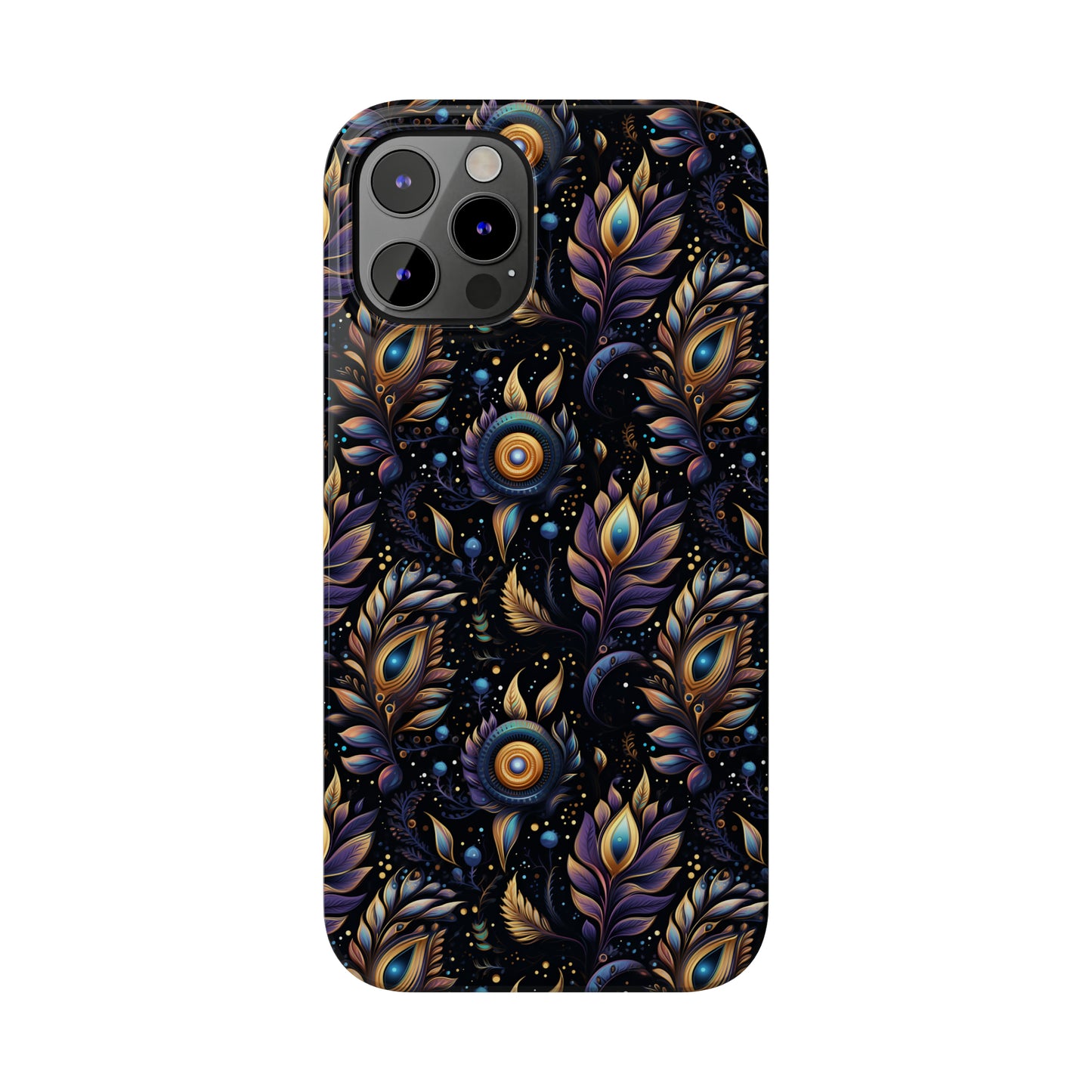 Mystical Enchanted Leaves and Celestial Stars Iphone 15-12 Slim Phone Case