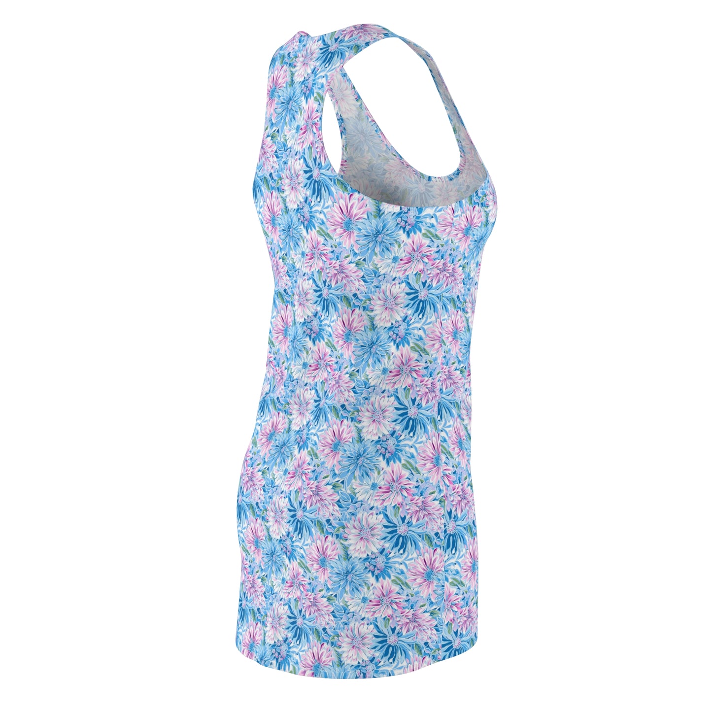 Pastel Blossom Symphony: Spring Flowers in Soft Pink and Blue Hues Women's Racerback Dress XS - 2XL
