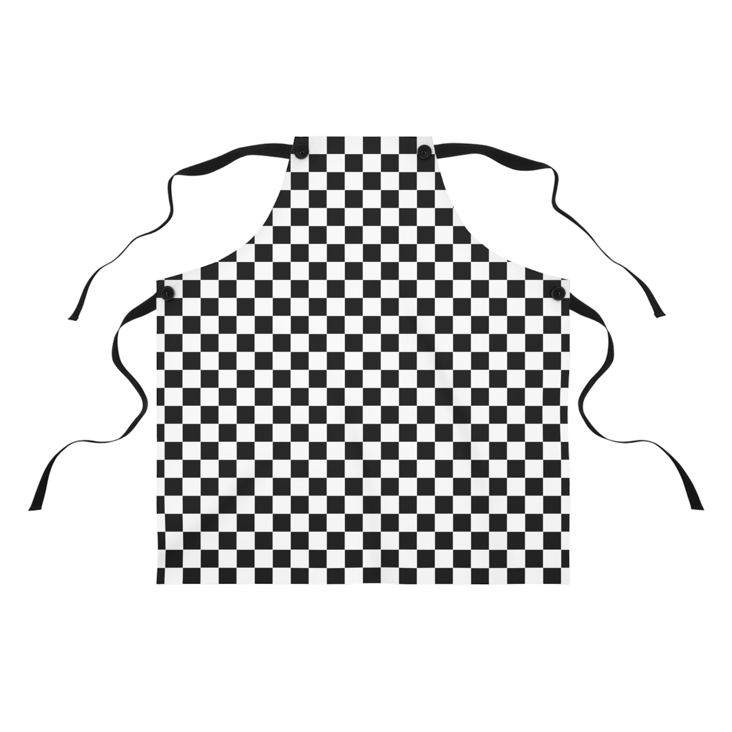 Speedway Style: Checkered Racing Pattern in Black and White - Kitchen Chef Apron