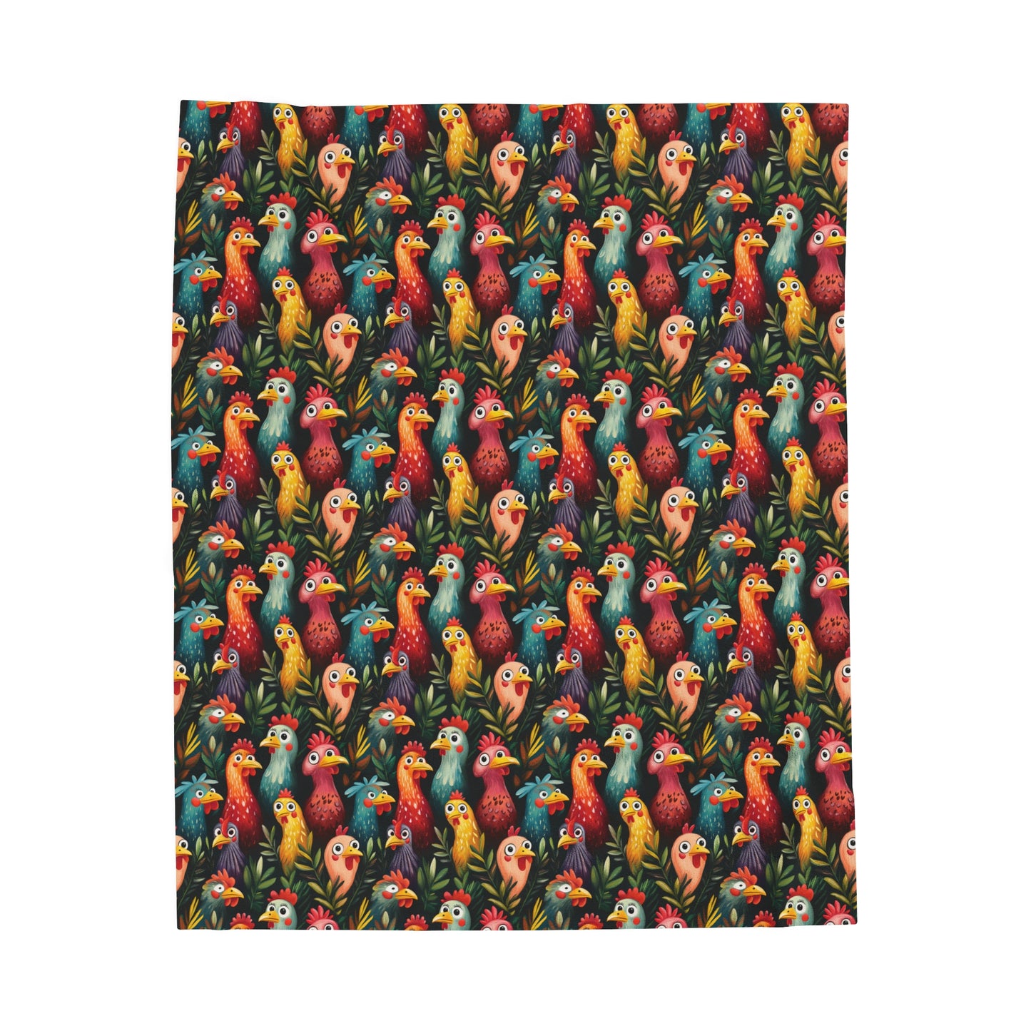 Funky Chickens in A Parade of Color Velveteen Plush Blanket 3 Sizes