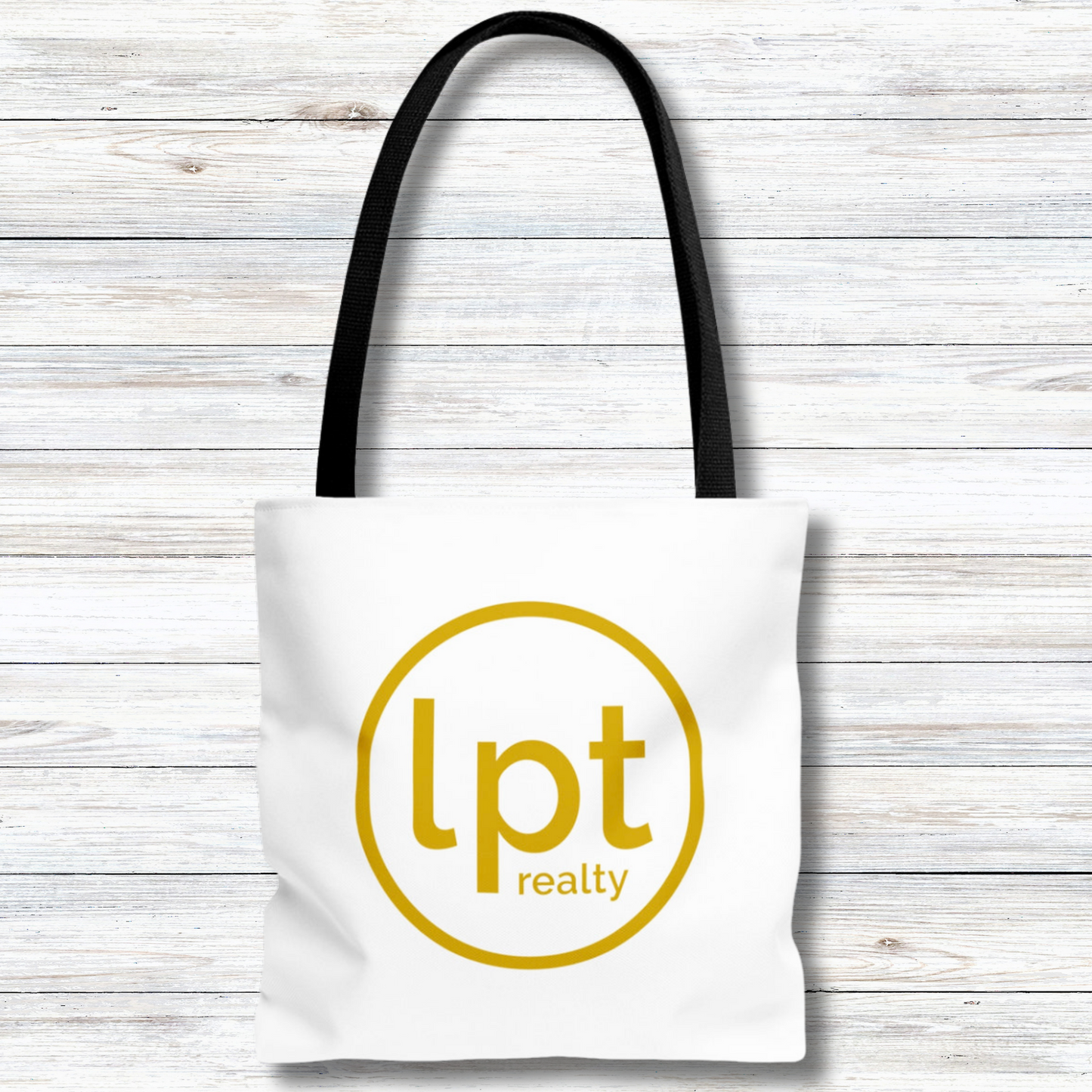 LPT Realty Logo's on Both Sides in Gold - Canvas Tote 3 Sizes